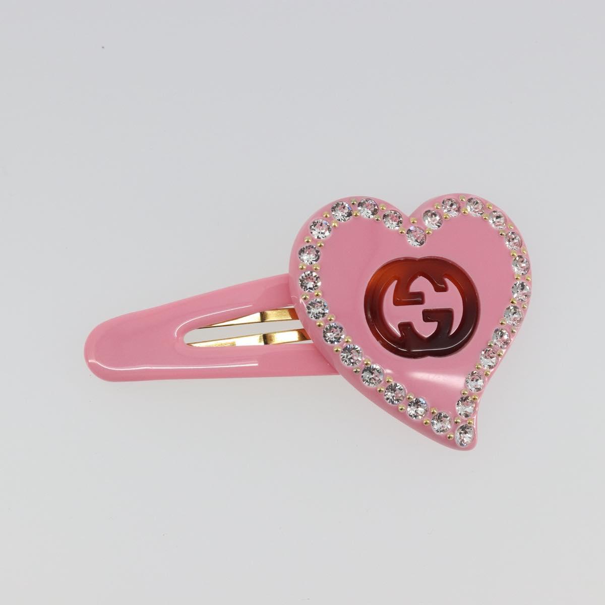 GUCCI Barrette Hair clip plastic Pink Gold Auth BA13853M