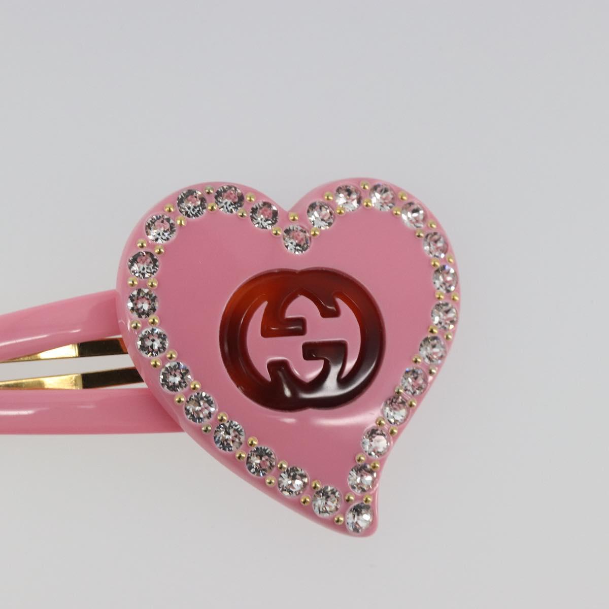 GUCCI Barrette Hair clip plastic Pink Gold Auth BA13853M