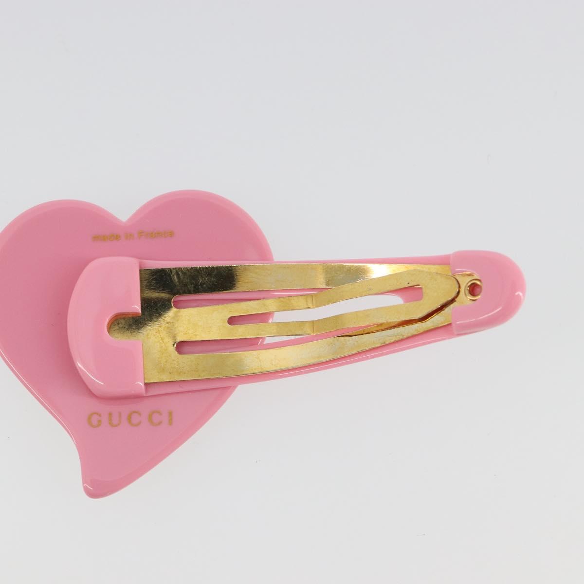 GUCCI Barrette Hair clip plastic Pink Gold Auth BA13853M