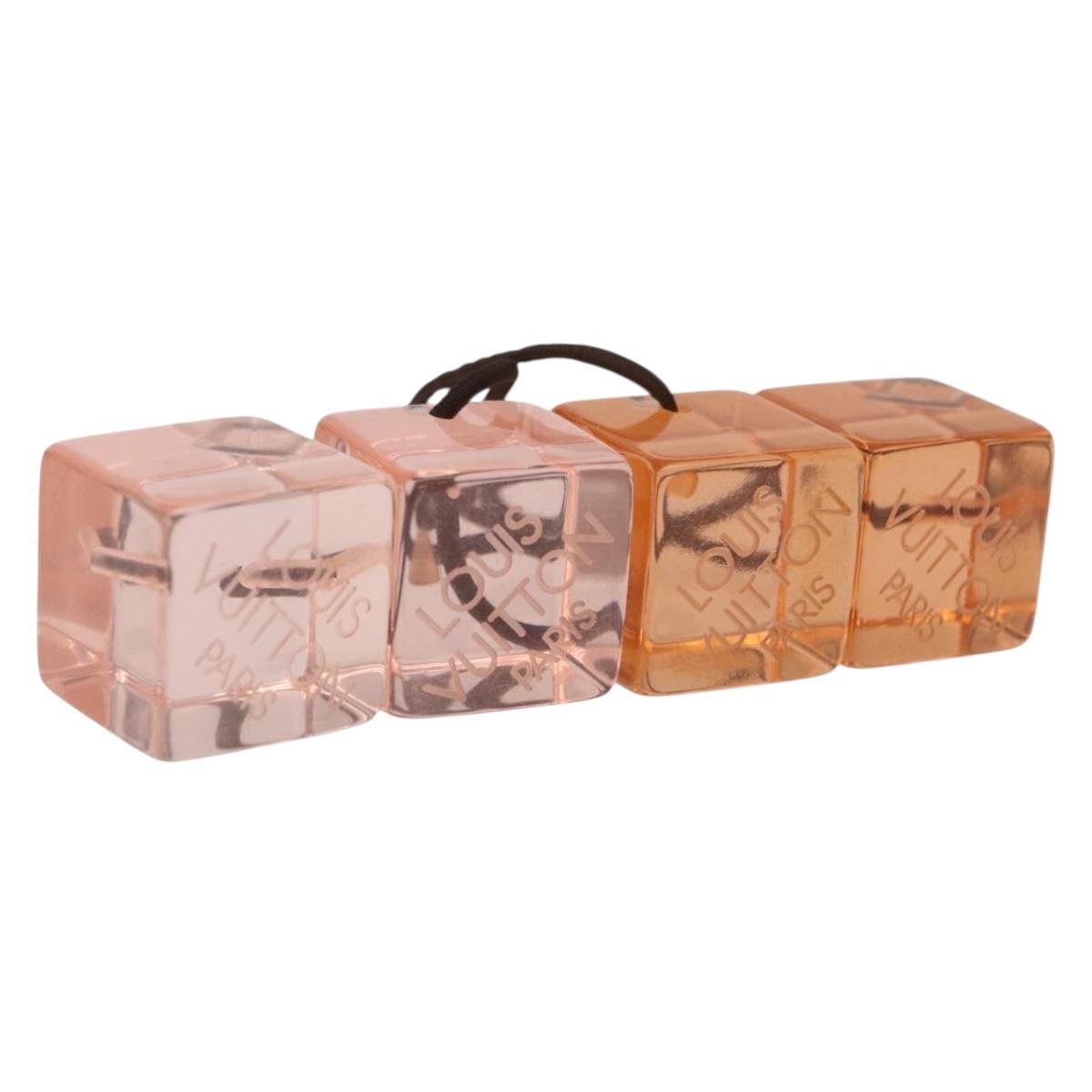 LOUIS VUITTON Hair Cube Unclean Hair Tie plastic 2 Set Orange LV Auth BA13858