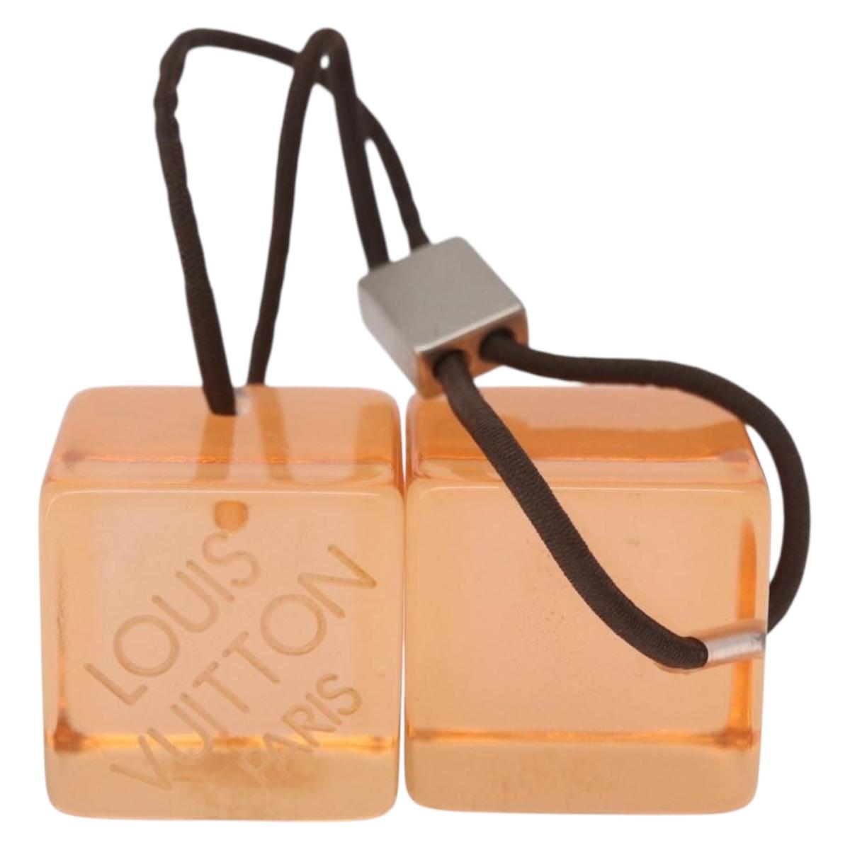 LOUIS VUITTON Hair Cube Unclean Hair Tie plastic 2 Set Orange LV Auth BA13858
