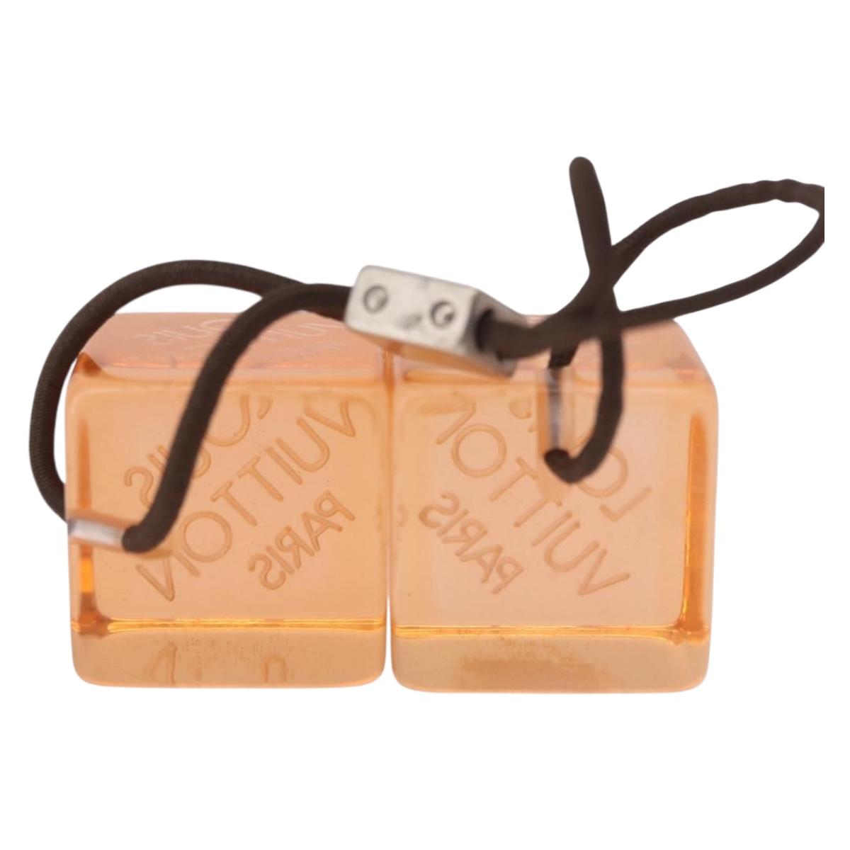 LOUIS VUITTON Hair Cube Unclean Hair Tie plastic 2 Set Orange LV Auth BA13858