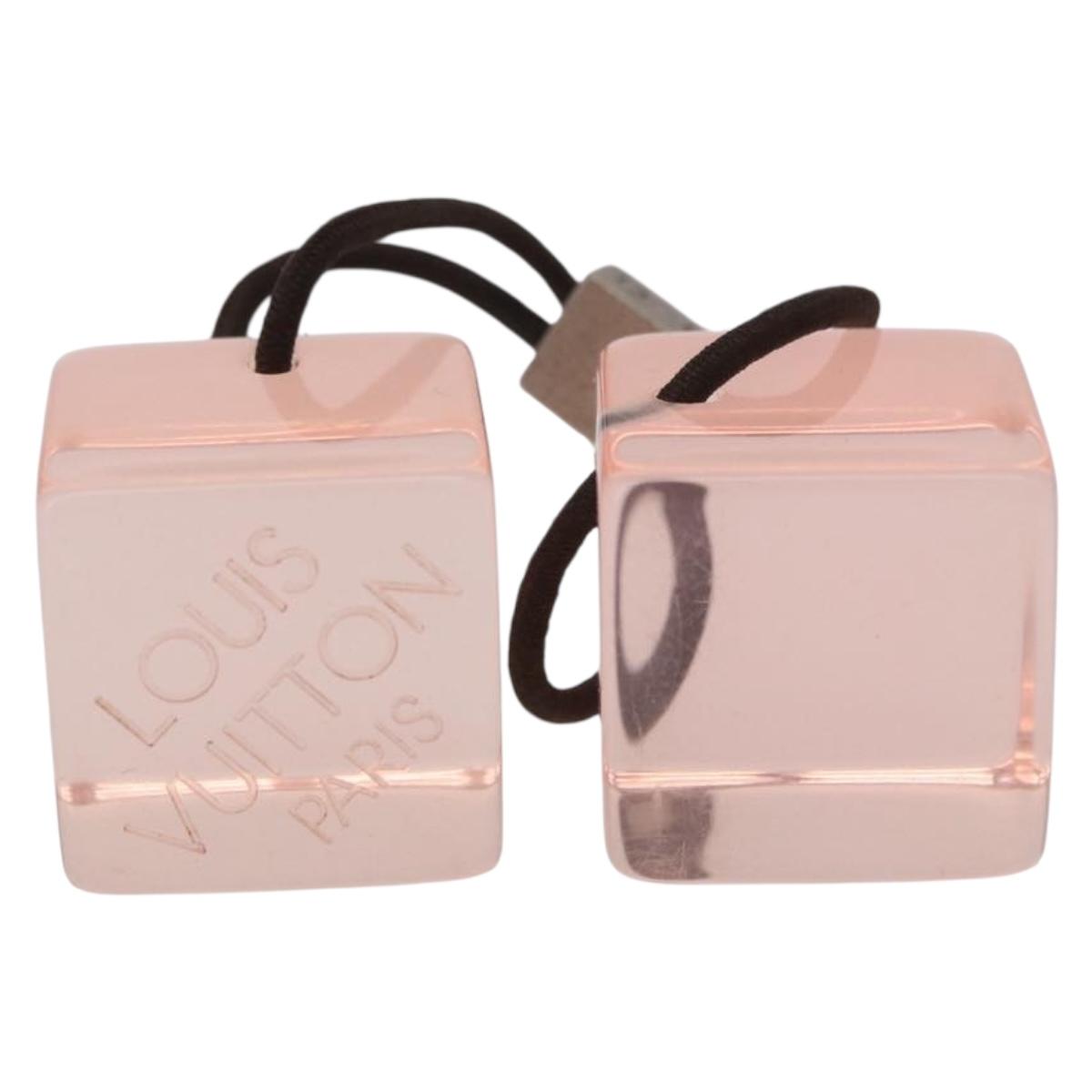 LOUIS VUITTON Hair Cube Unclean Hair Tie plastic 2 Set Orange LV Auth BA13858