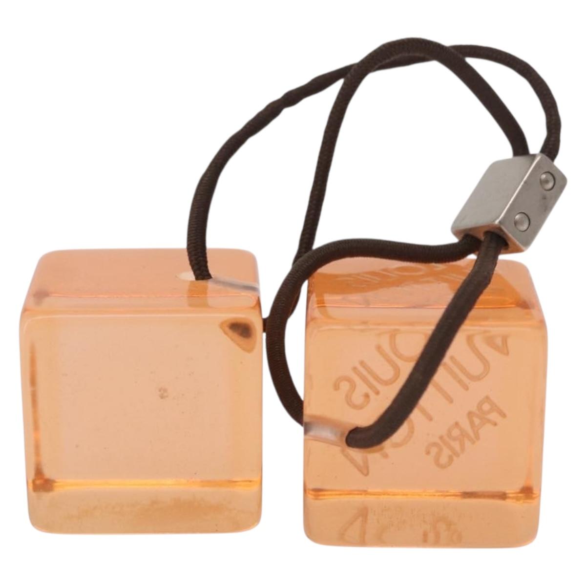 LOUIS VUITTON Hair Cube Unclean Hair Tie plastic 2 Set Orange LV Auth BA13858