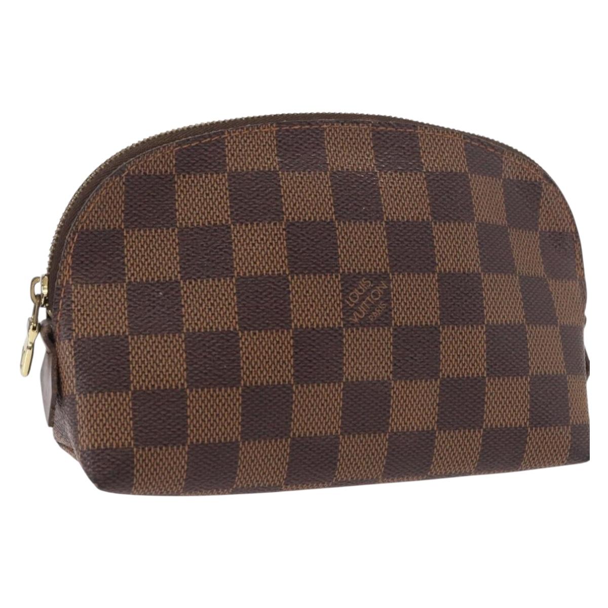 LOUIS VUITTON Damier Ebene Pochette Cosmetic PM Pouch N47516 LV Auth BA13860