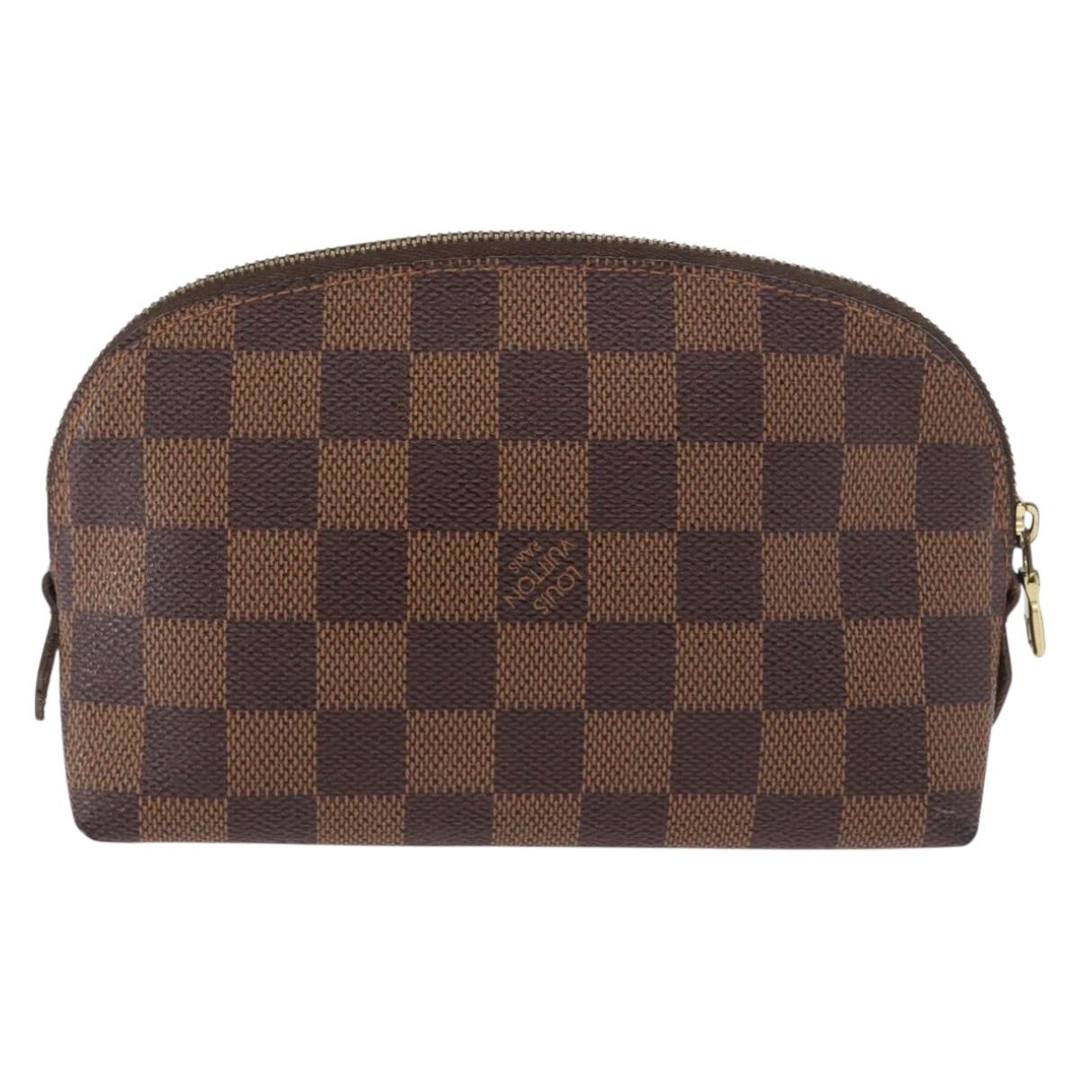 LOUIS VUITTON Damier Ebene Pochette Cosmetic PM Pouch N47516 LV Auth BA13860