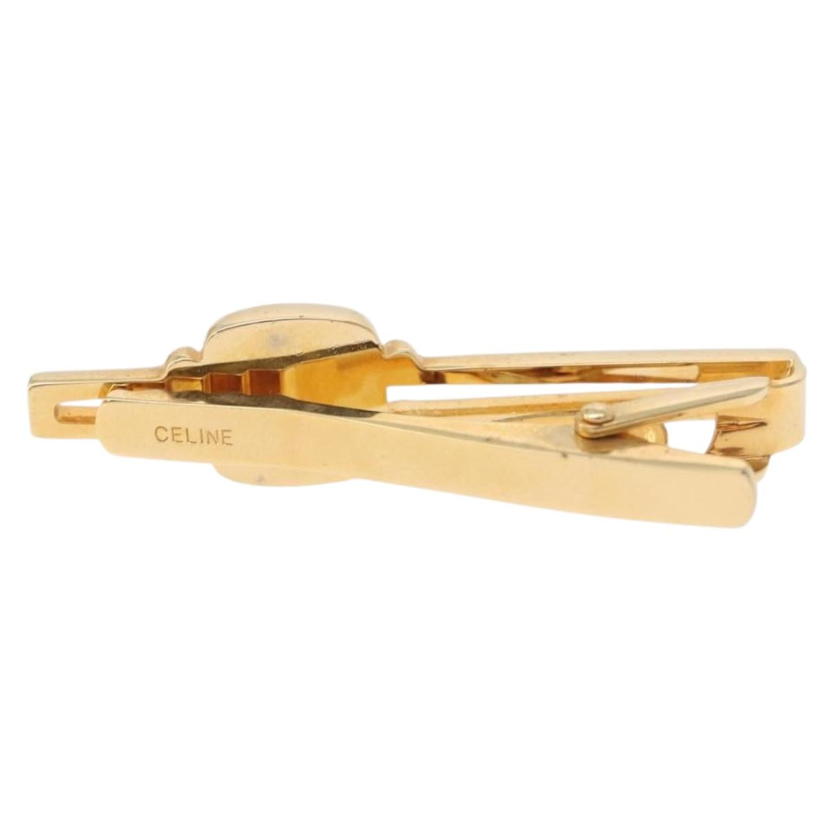 CELINE Nek Tie Pin Cuffs metal Gold Tone Auth BA13864V