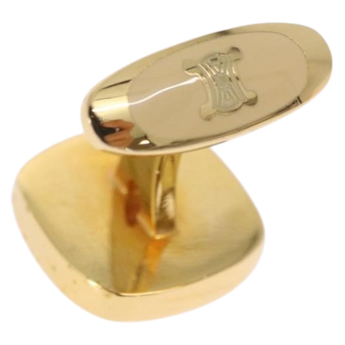 CELINE Nek Tie Pin Cuffs metal Gold Tone Auth BA13864V