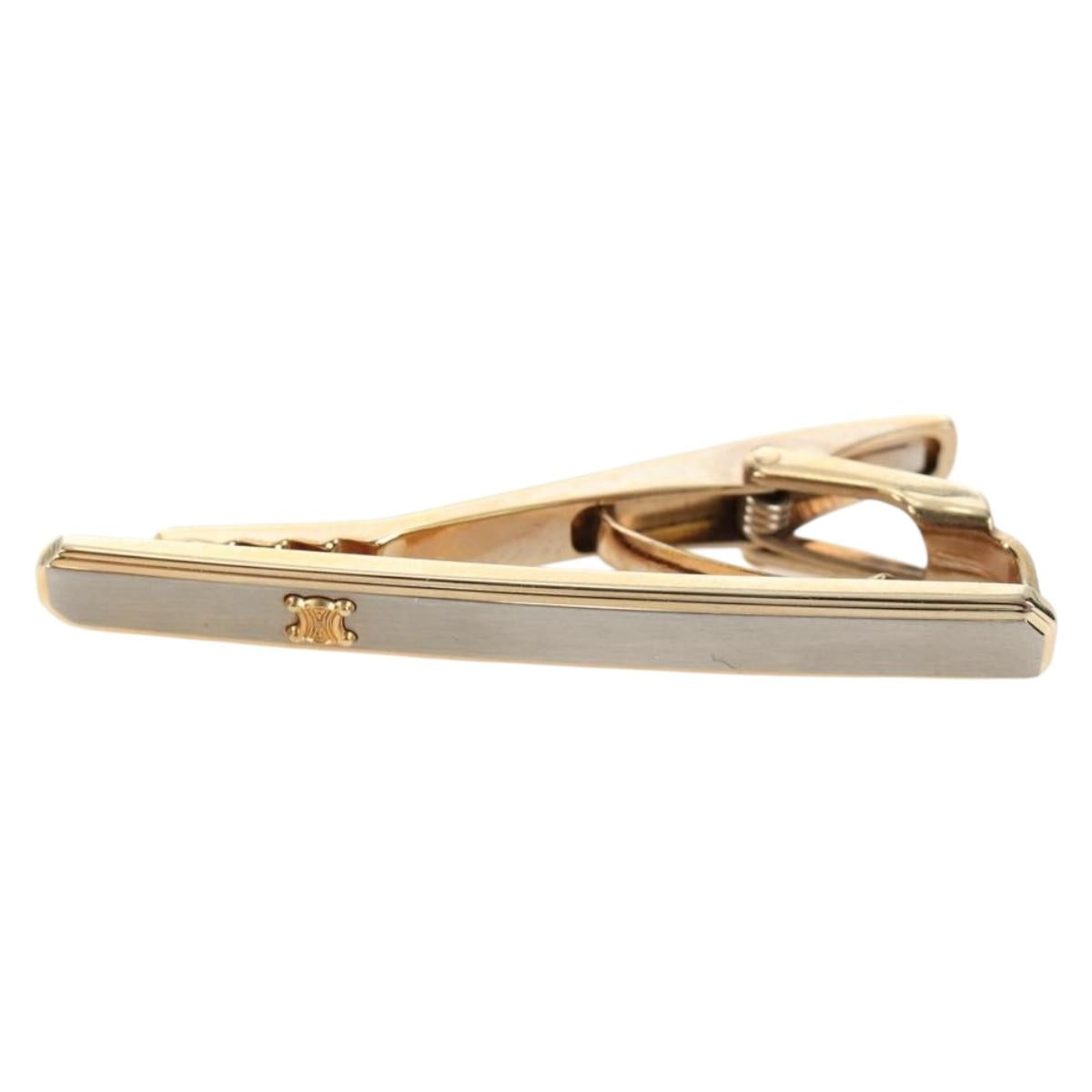 CELINE Nek Tie Pin Cuffs metal 4 Set Gold Tone Auth BA13869
