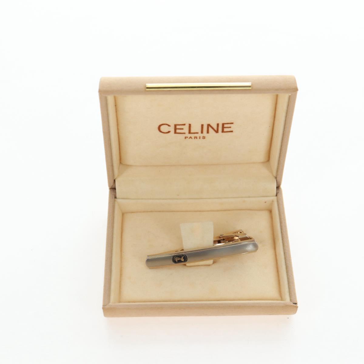 CELINE Nek Tie Pin Cuffs metal 12 Set Gold Tone Auth BA13870