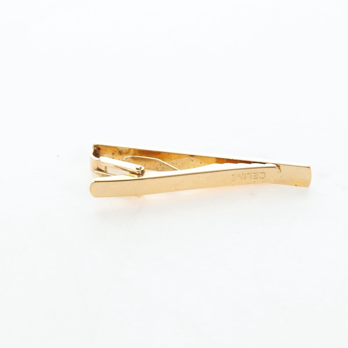 CELINE Nek Tie Pin Cuffs metal 12 Set Gold Tone Auth BA13870