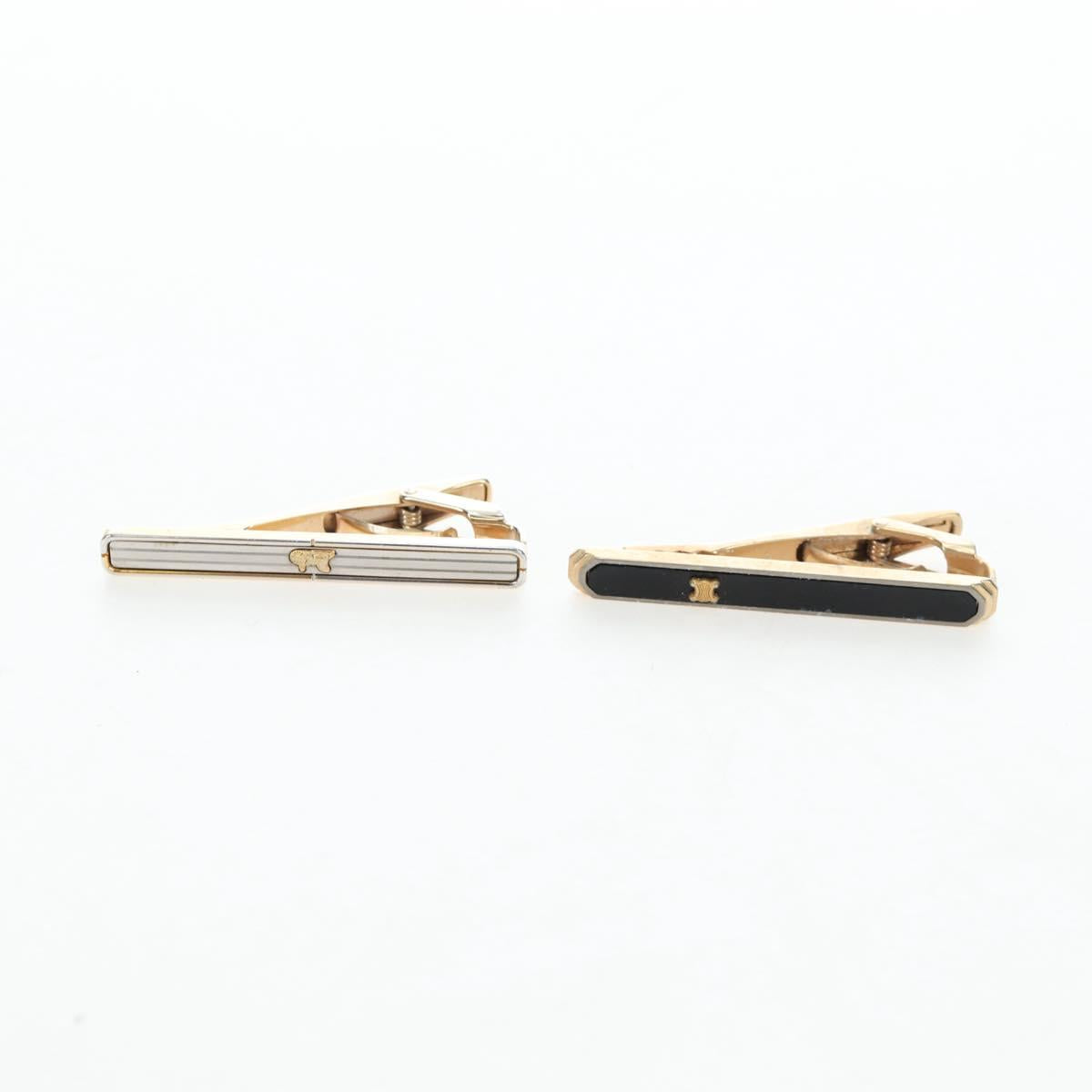 CELINE Nek Tie Pin Cuffs metal 12 Set Gold Tone Auth BA13870
