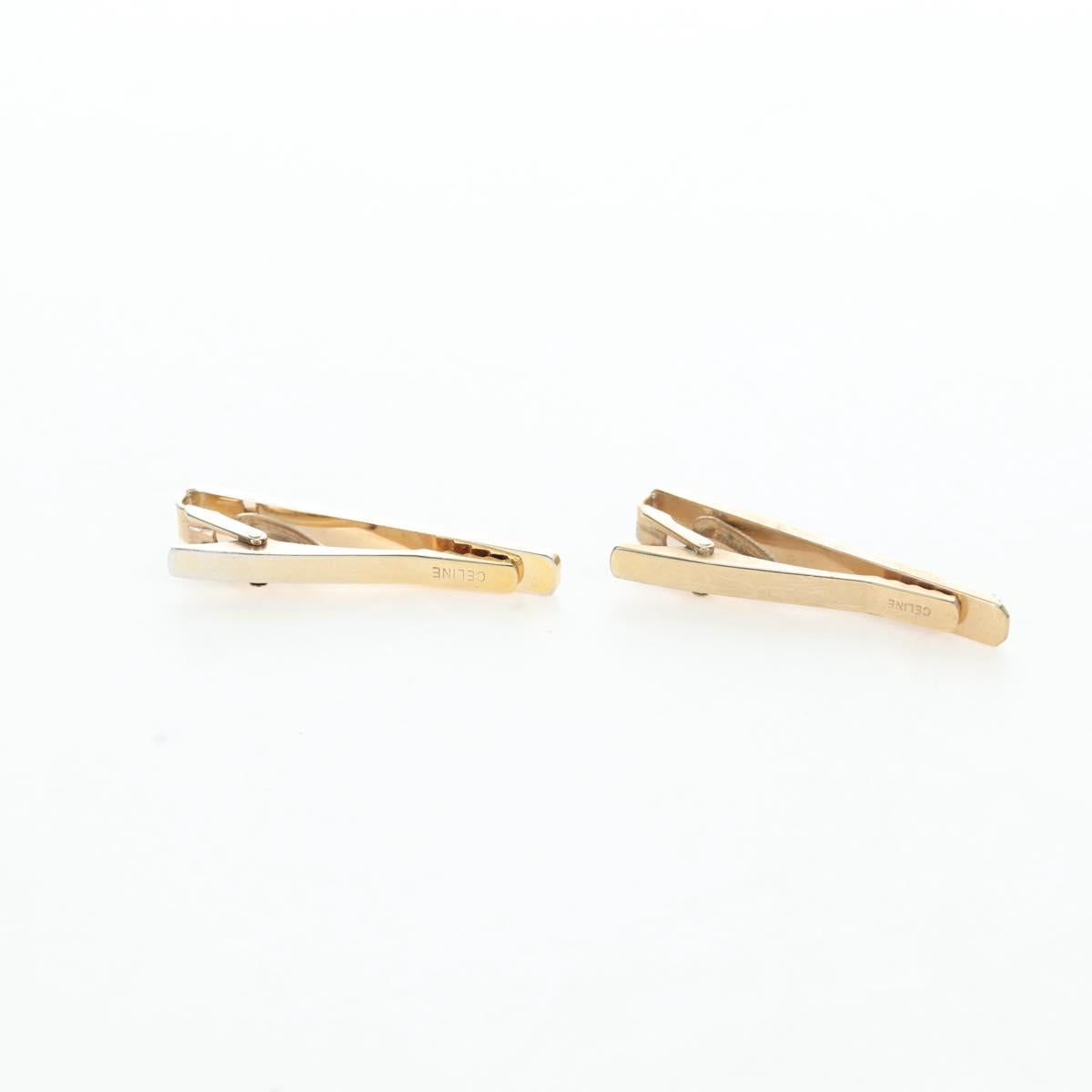 CELINE Nek Tie Pin Cuffs metal 12 Set Gold Tone Auth BA13870