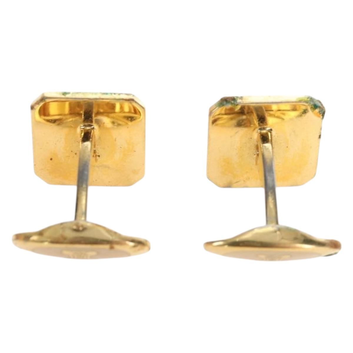 CELINE Nek Tie Pin Cuffs metal 12 Set Gold Tone Auth BA13870