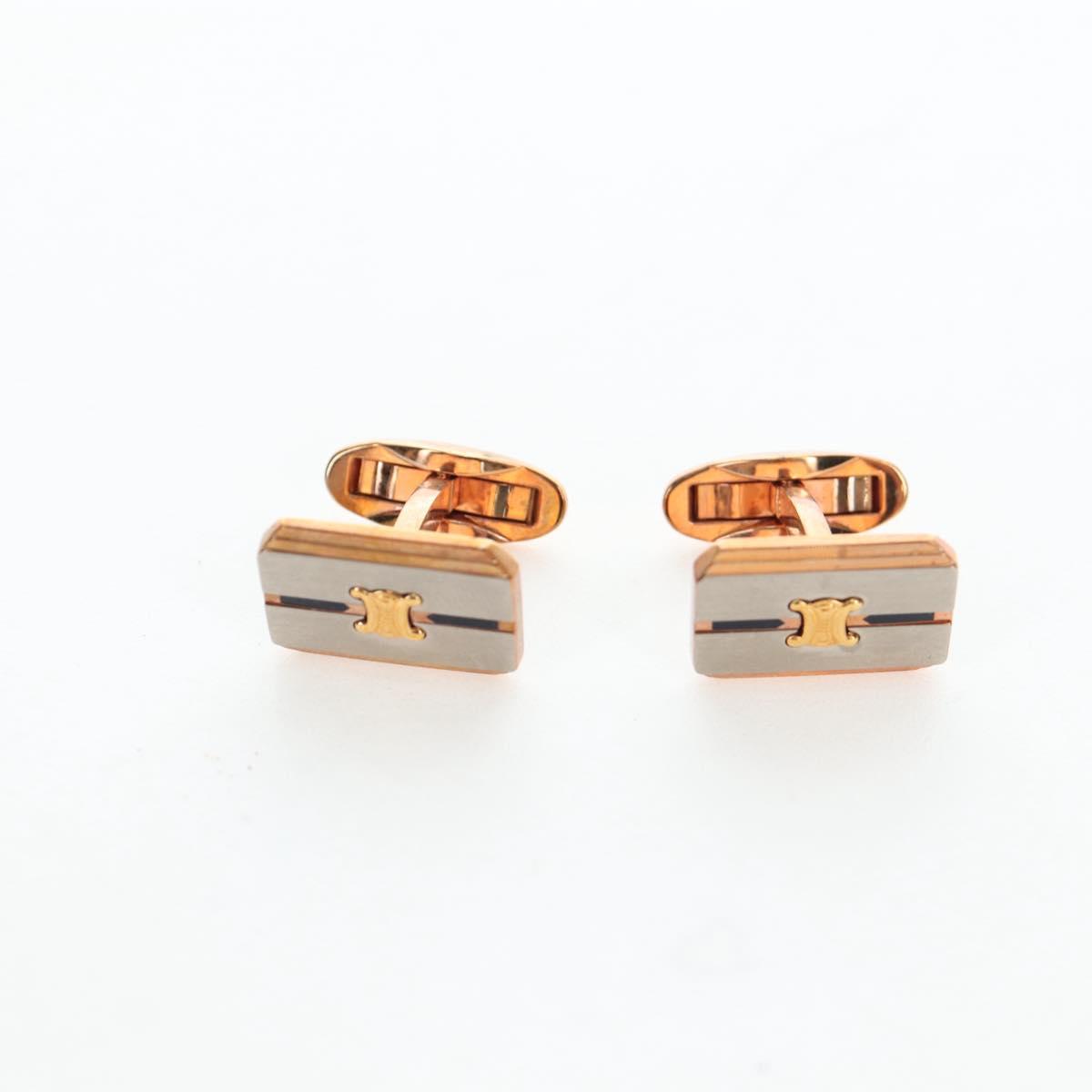 CELINE Nek Tie Pin Cuffs metal 12 Set Gold Tone Auth BA13870