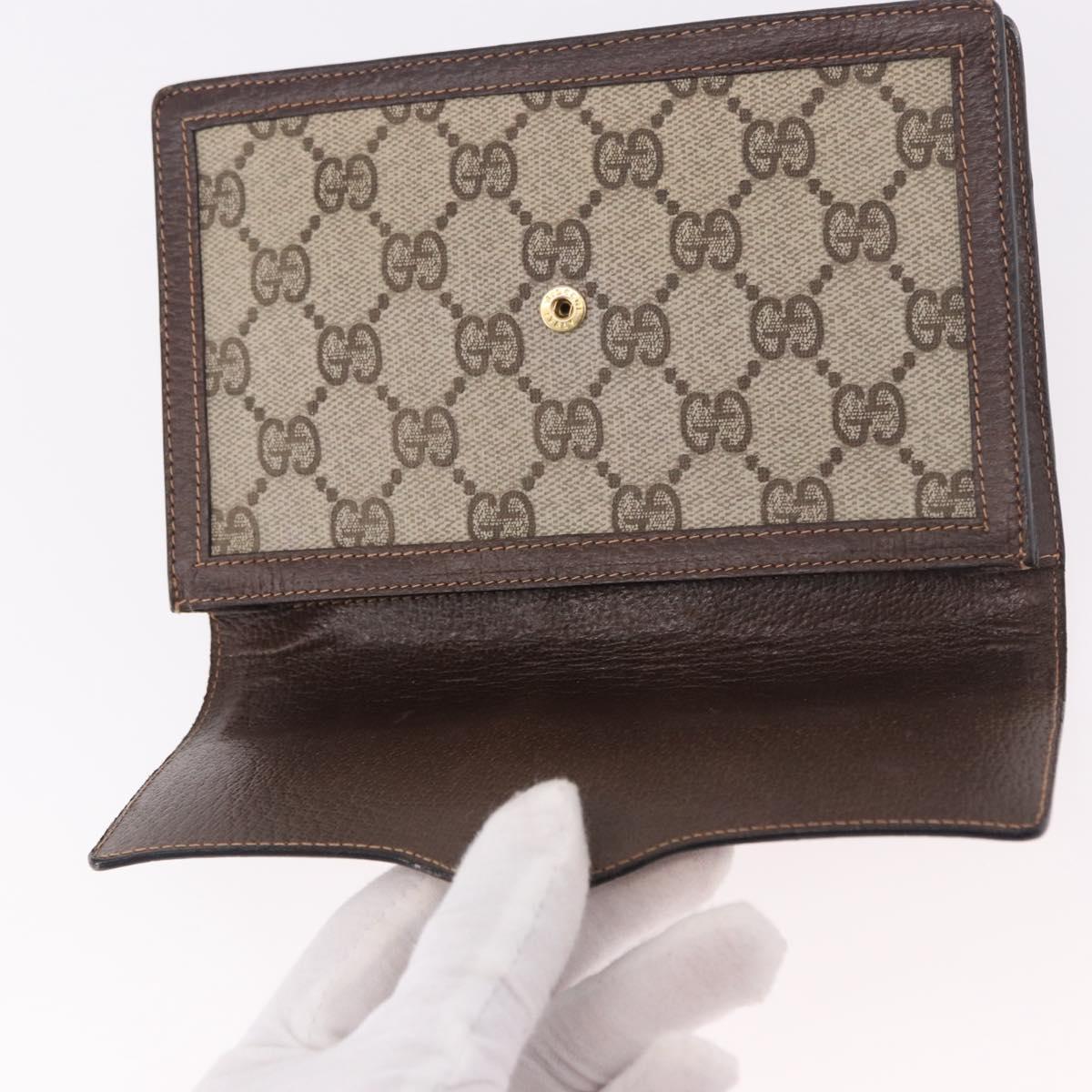 GUCCI GG Supreme Web Sherry Line Pouch PVC Beige Gold Auth BA13871