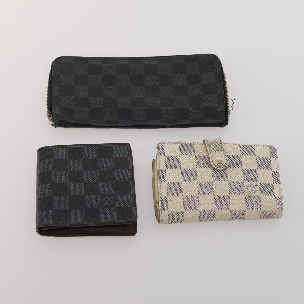 LOUIS VUITTON Damier Azur Damier Ebene Wallet 6 Set LV Auth BA13874