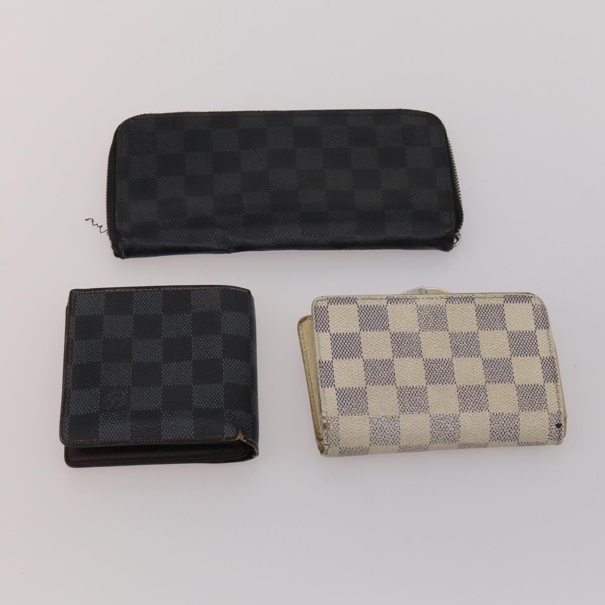 LOUIS VUITTON Damier Azur Damier Ebene Wallet 6 Set LV Auth BA13874