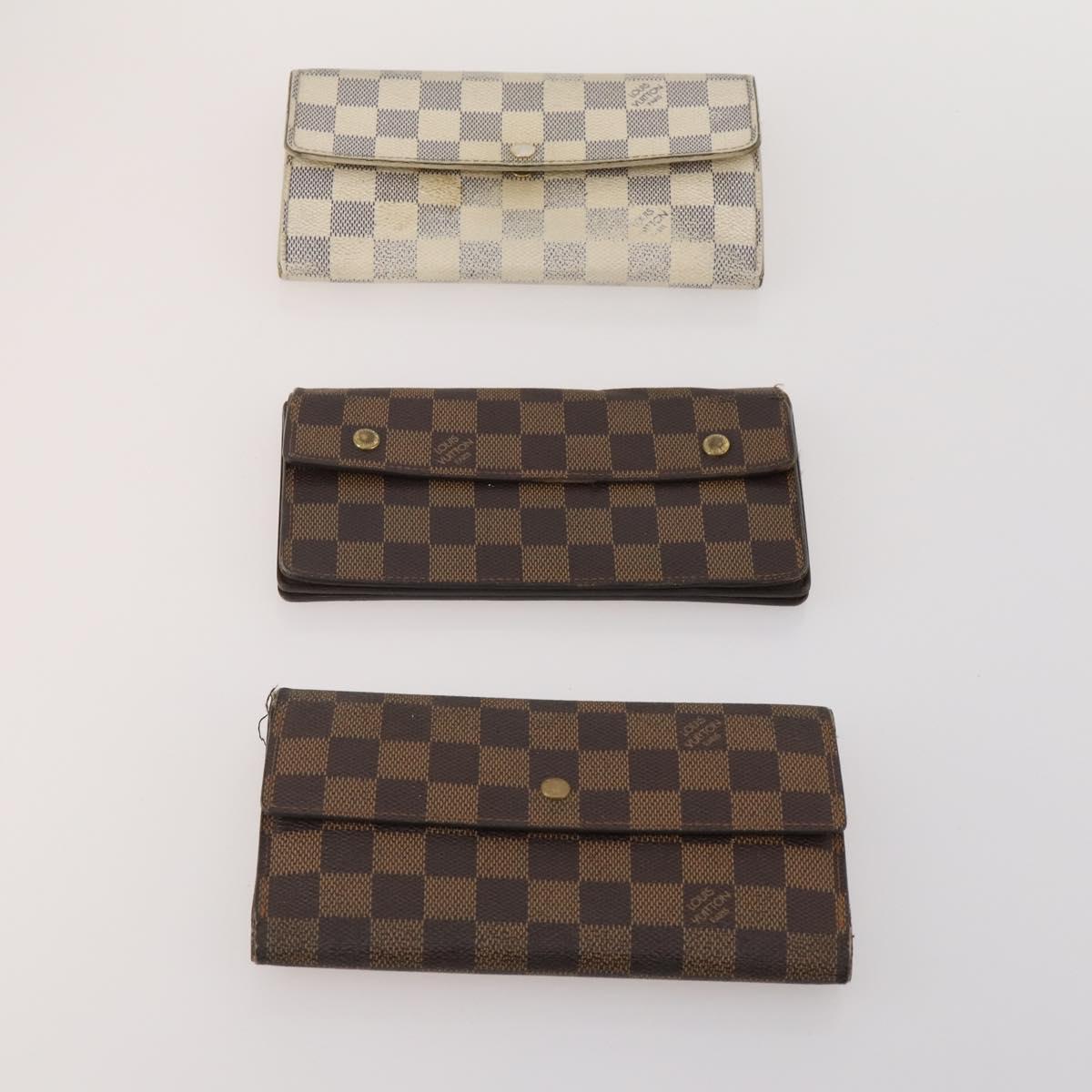 LOUIS VUITTON Damier Azur Damier Ebene Wallet 6 Set LV Auth BA13874