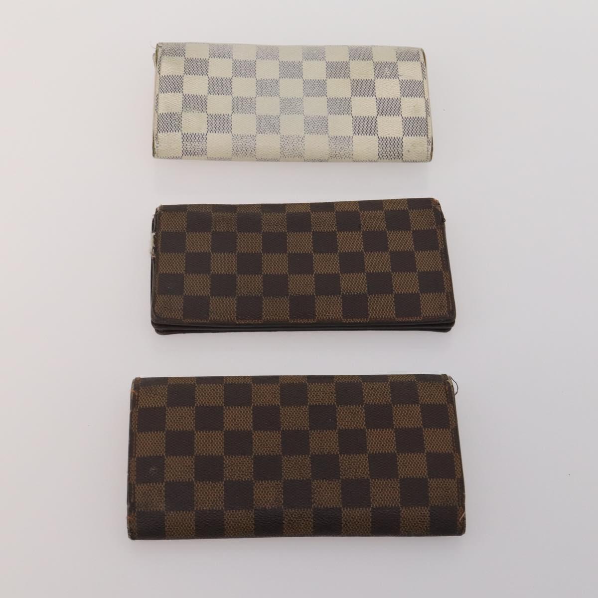 LOUIS VUITTON Damier Azur Damier Ebene Wallet 6 Set LV Auth BA13874