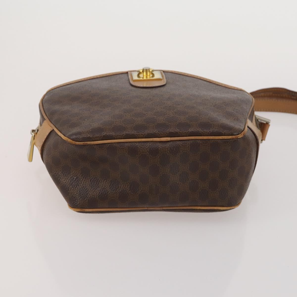 CELINE Macadam Canvas Shoulder Bag PVC Leather 5 Set Brown Auth BA13881