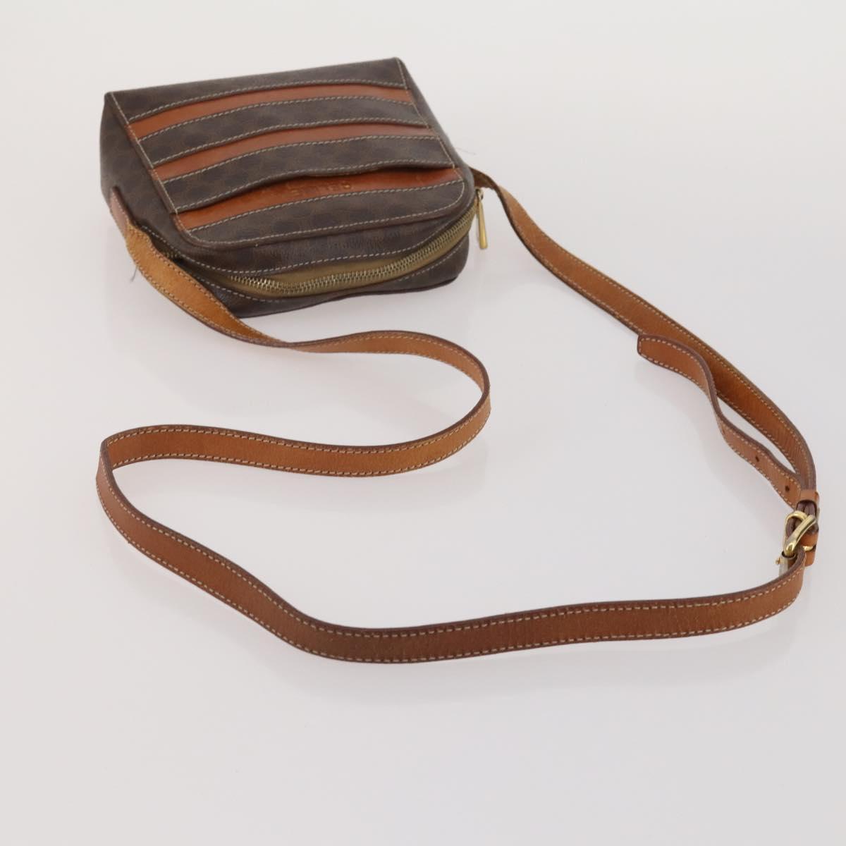CELINE Macadam Canvas Shoulder Bag PVC Leather 5 Set Brown Auth BA13881