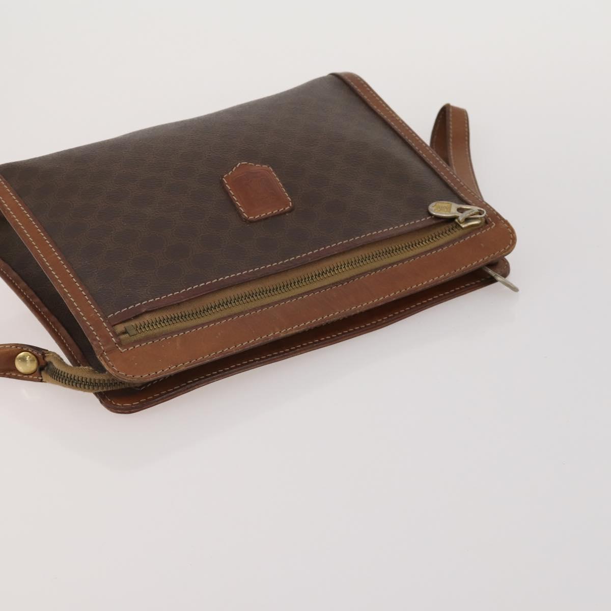 CELINE Macadam Canvas Shoulder Bag PVC Leather 5 Set Brown Auth BA13881