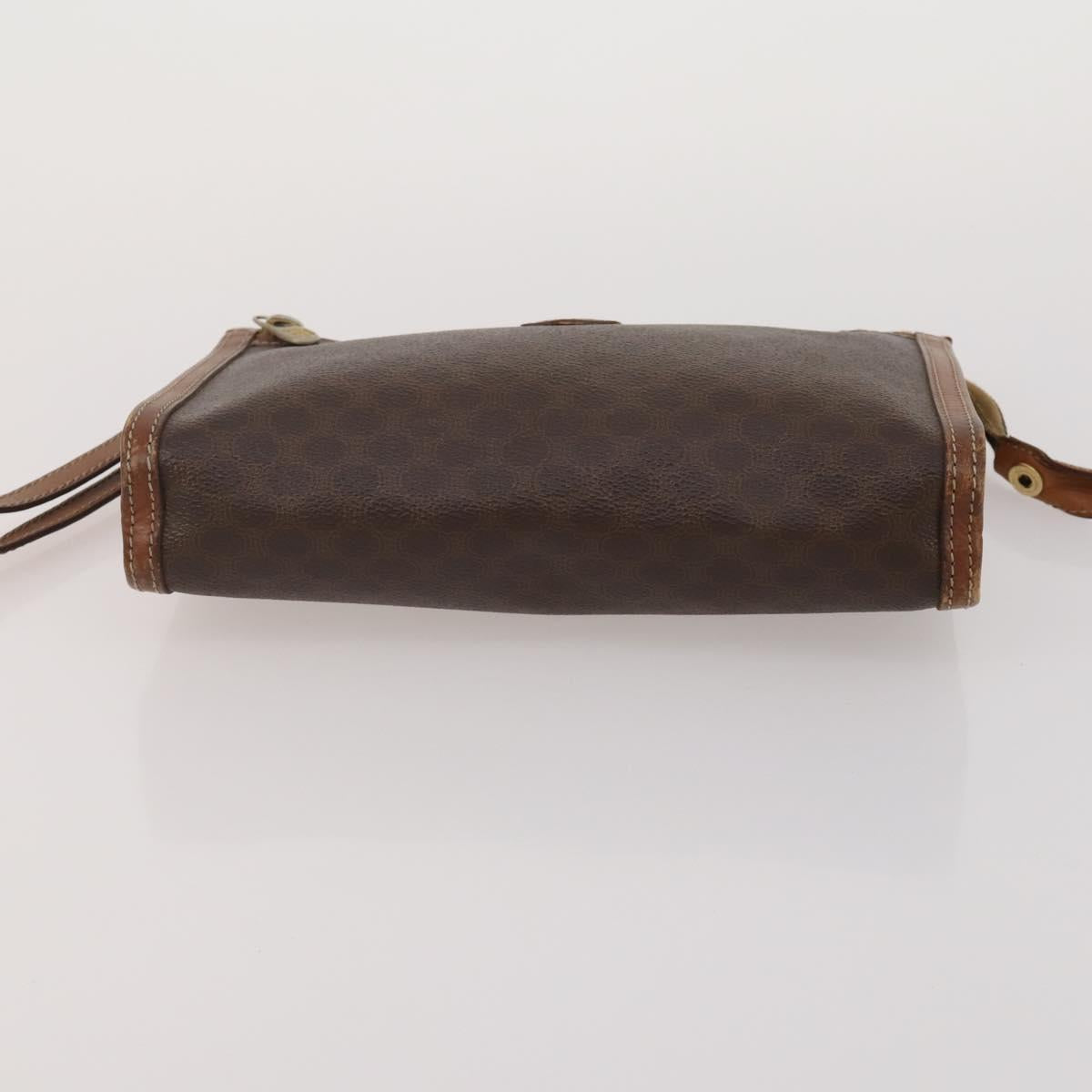 CELINE Macadam Canvas Shoulder Bag PVC Leather 5 Set Brown Auth BA13881