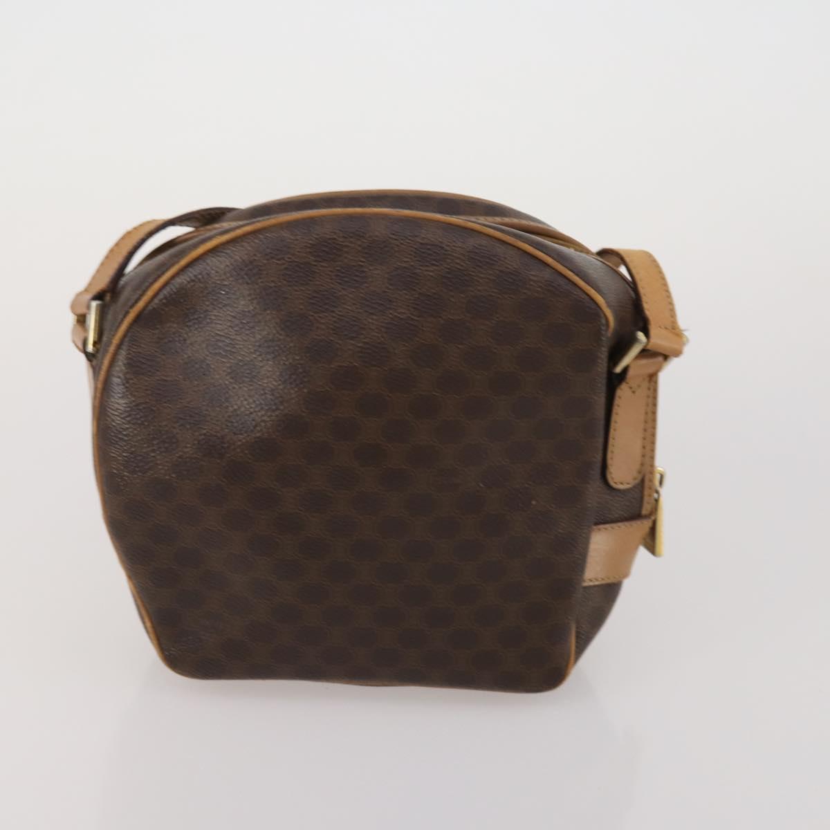 CELINE Macadam Canvas Shoulder Bag PVC Leather 5 Set Brown Auth BA13881