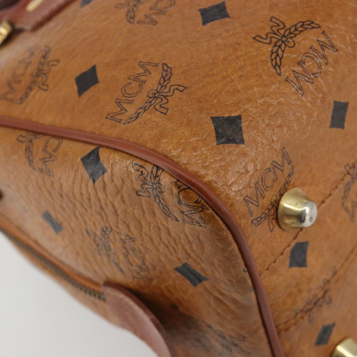 MCM Vicetos Hand Bag PVC Leather Brown Gold Auth BA13884