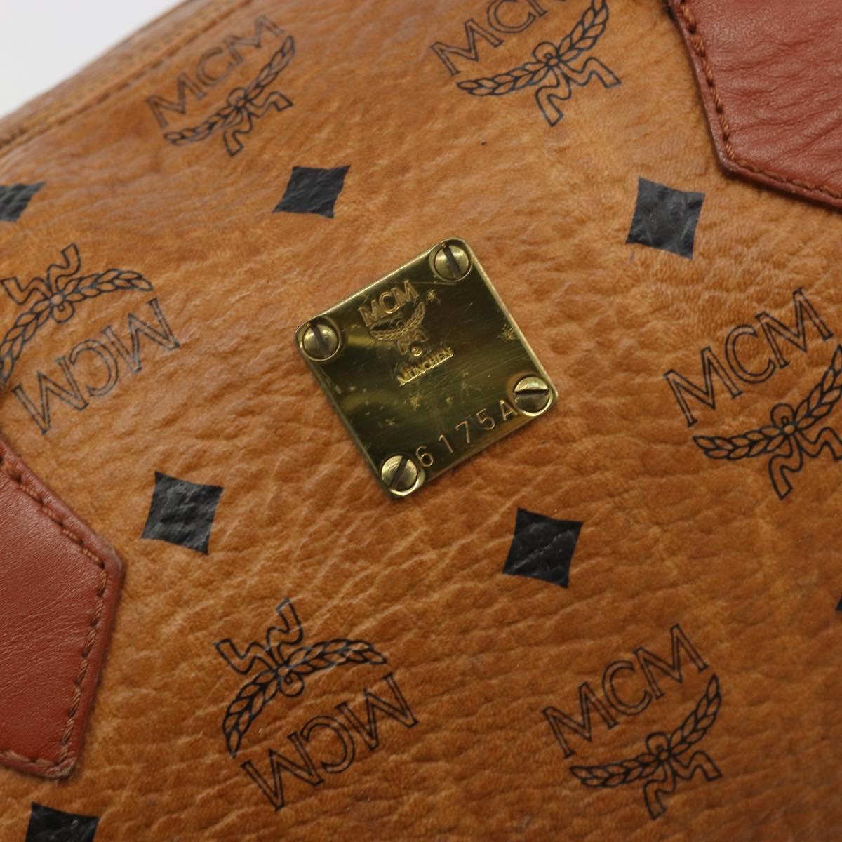 MCM Vicetos Hand Bag PVC Leather Brown Gold Auth BA13884