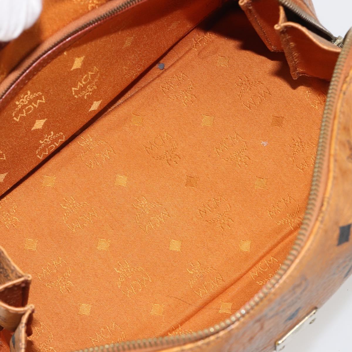 MCM Vicetos Hand Bag PVC Leather Brown Gold Auth BA13884