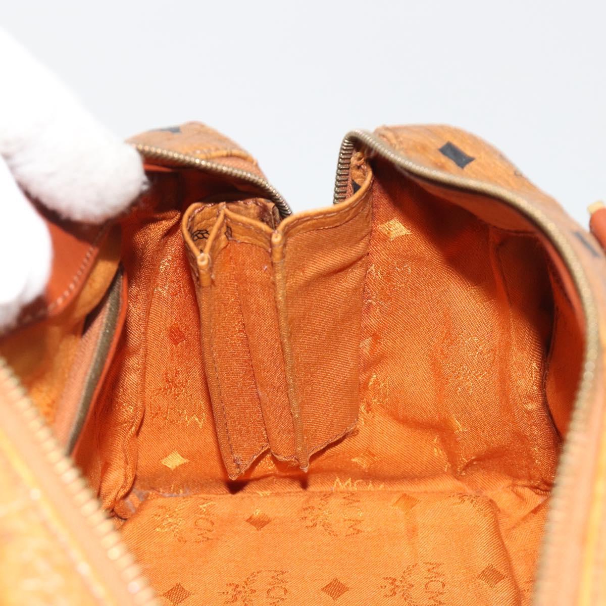 MCM Vicetos Hand Bag PVC Leather Brown Gold Auth BA13884