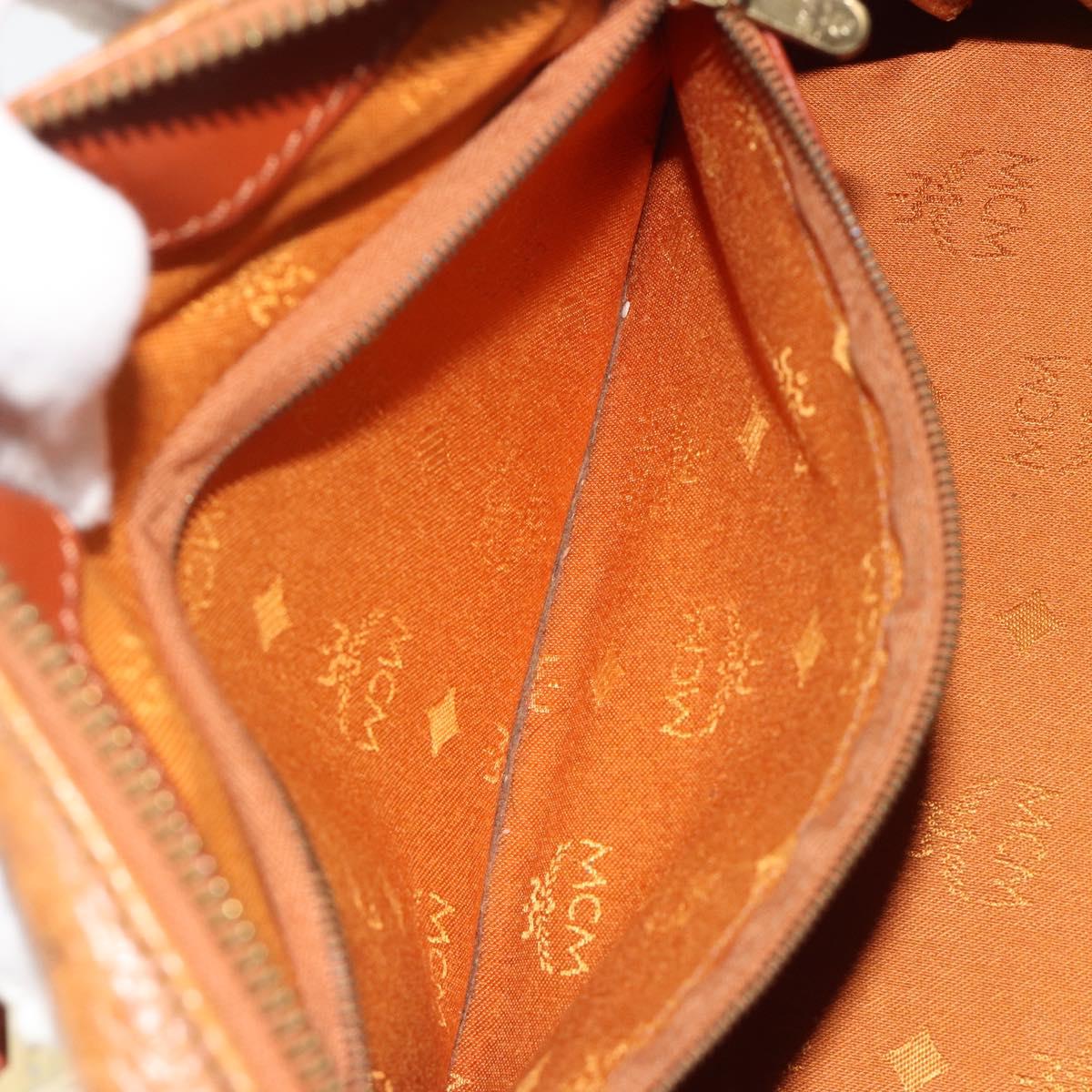 MCM Vicetos Hand Bag PVC Leather Brown Gold Auth BA13884