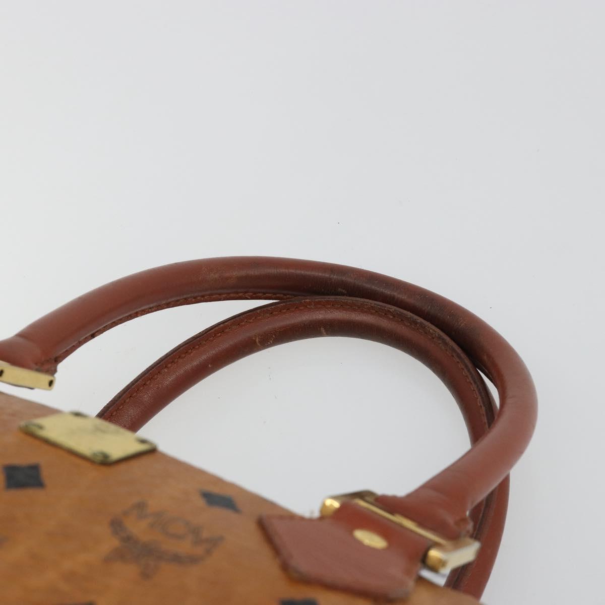 MCM Vicetos Hand Bag PVC Leather Brown Gold Auth BA13884