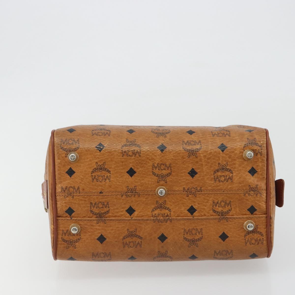 MCM Vicetos Hand Bag PVC Leather Brown Gold Auth BA13884