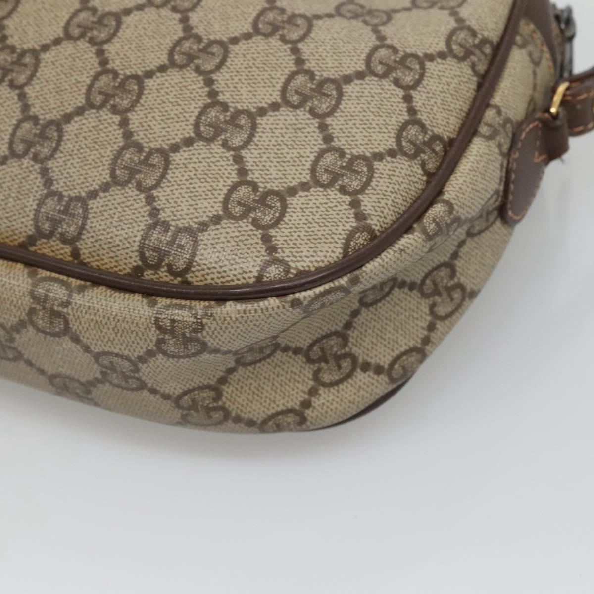 GUCCI GG Supreme Web Sherry Line Bag PVC Beige Gold 156 01 034 Auth BA1389