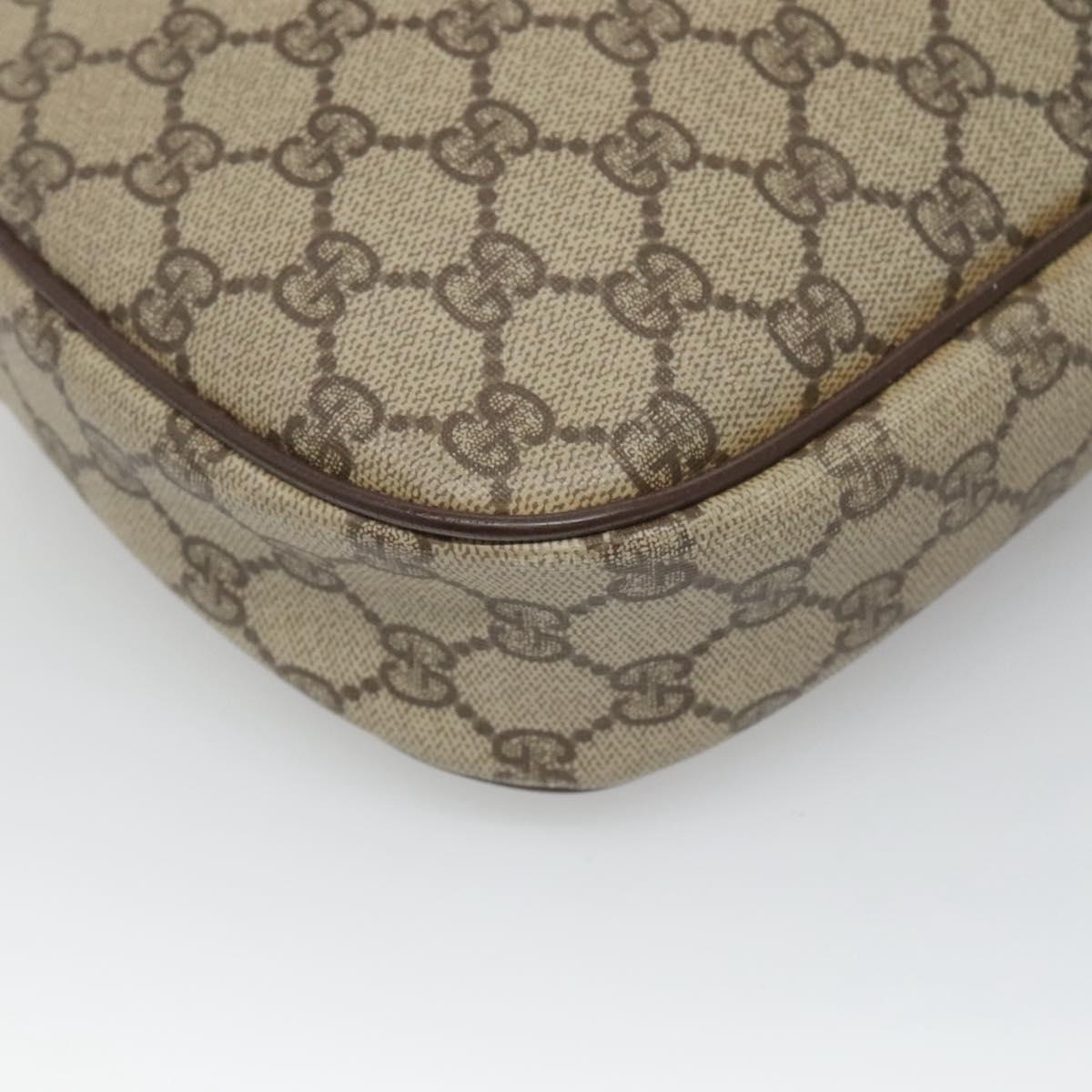 GUCCI GG Supreme Web Sherry Line Bag PVC Beige Gold 156 01 034 Auth BA1389