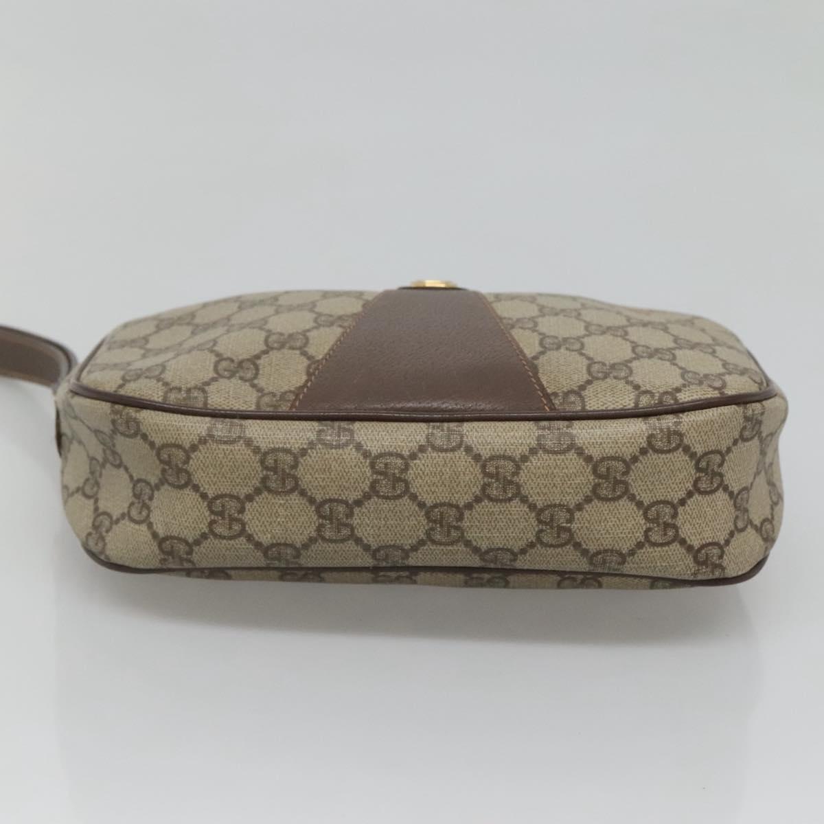 GUCCI GG Supreme Web Sherry Line Bag PVC Beige Gold 156 01 034 Auth BA1389