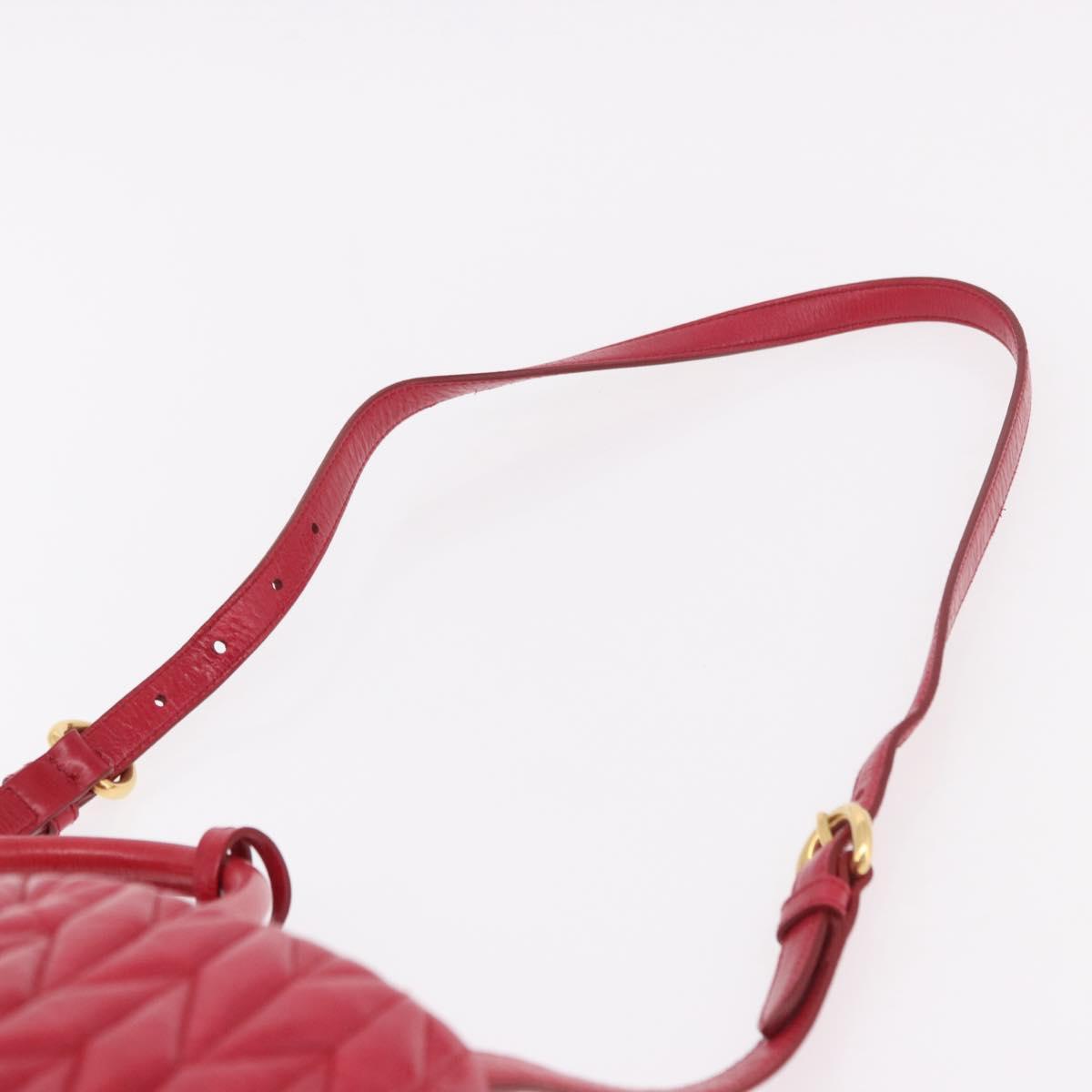 Miu Miu Matelasse Hand Bag Leather 2way Red Gold Auth BA13893V