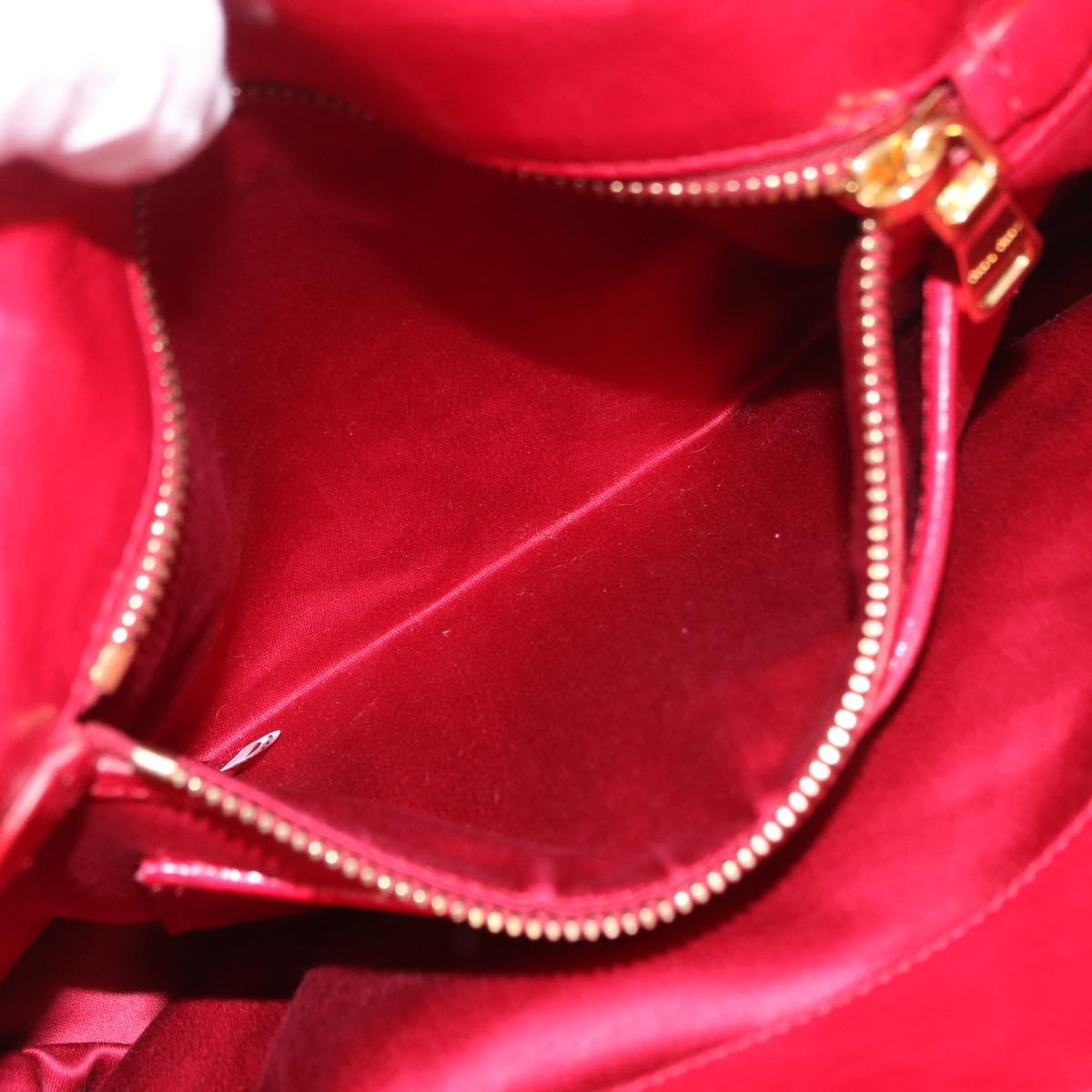 Miu Miu Matelasse Hand Bag Leather 2way Red Gold Auth BA13893V
