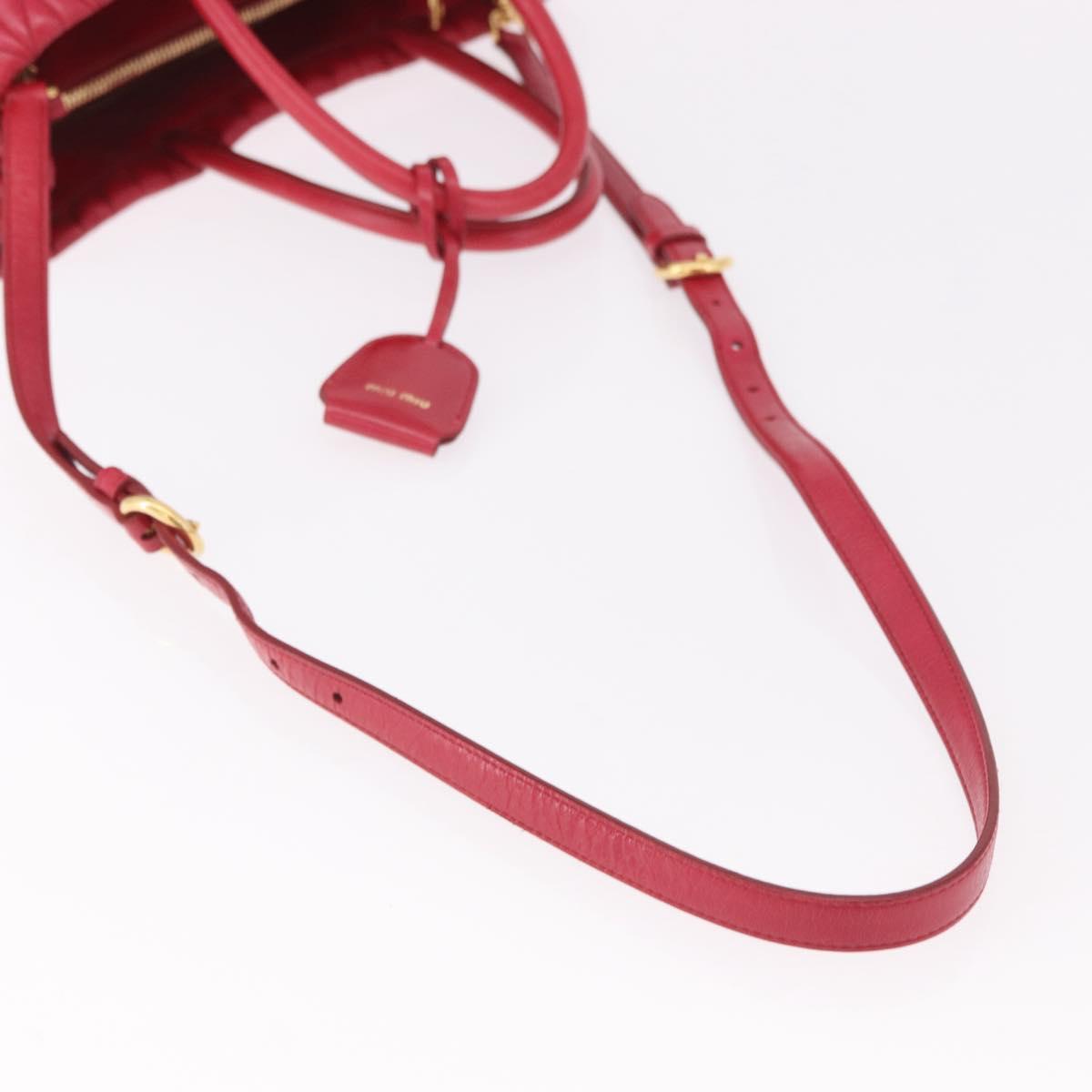 Miu Miu Matelasse Hand Bag Leather 2way Red Gold Auth BA13893V