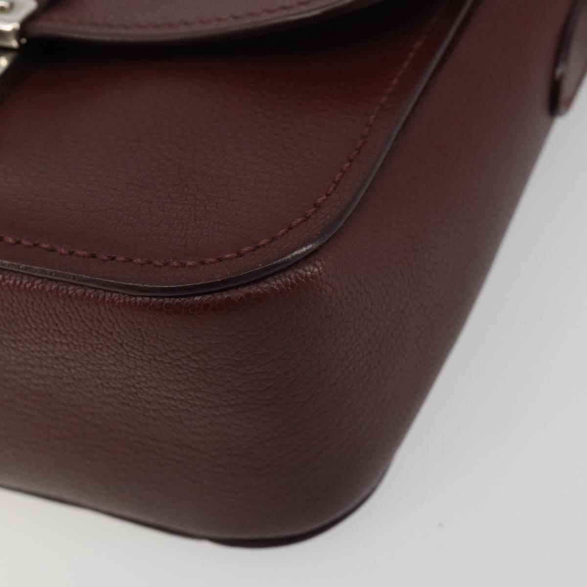 Miu Miu Shoulder Bag Leather Bordeaux Silver Auth BA13896A