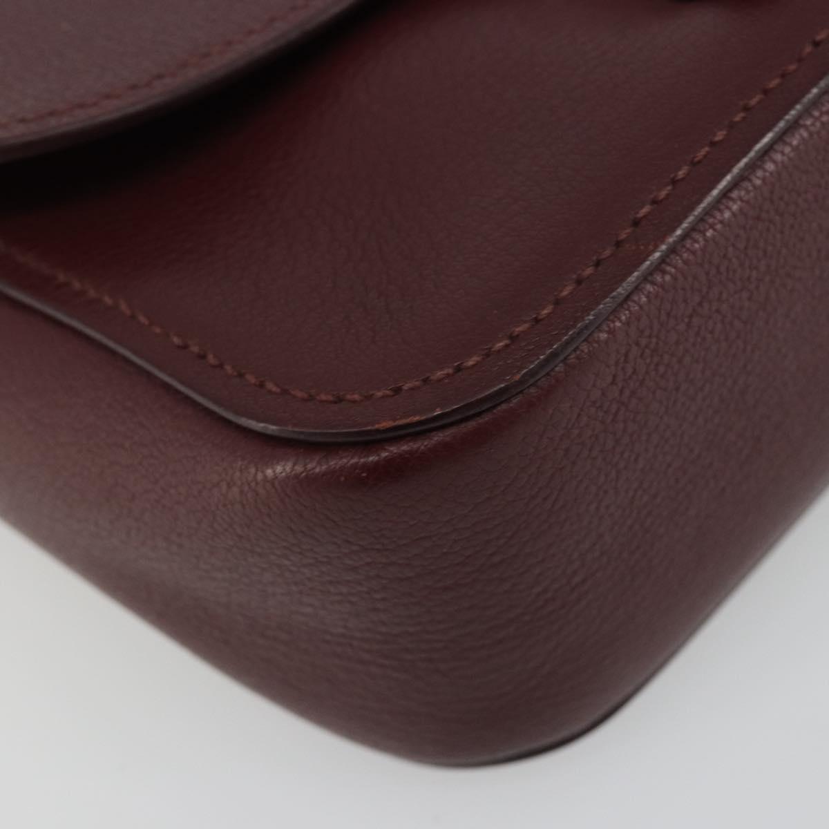 Miu Miu Shoulder Bag Leather Bordeaux Silver Auth BA13896A