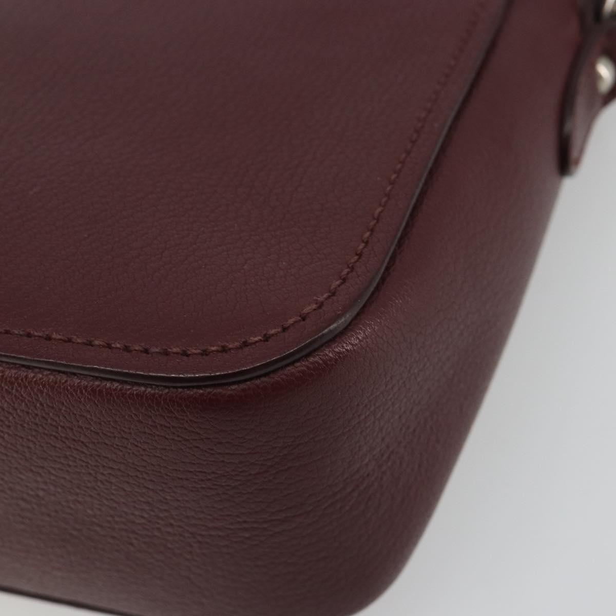 Miu Miu Shoulder Bag Leather Bordeaux Silver Auth BA13896A