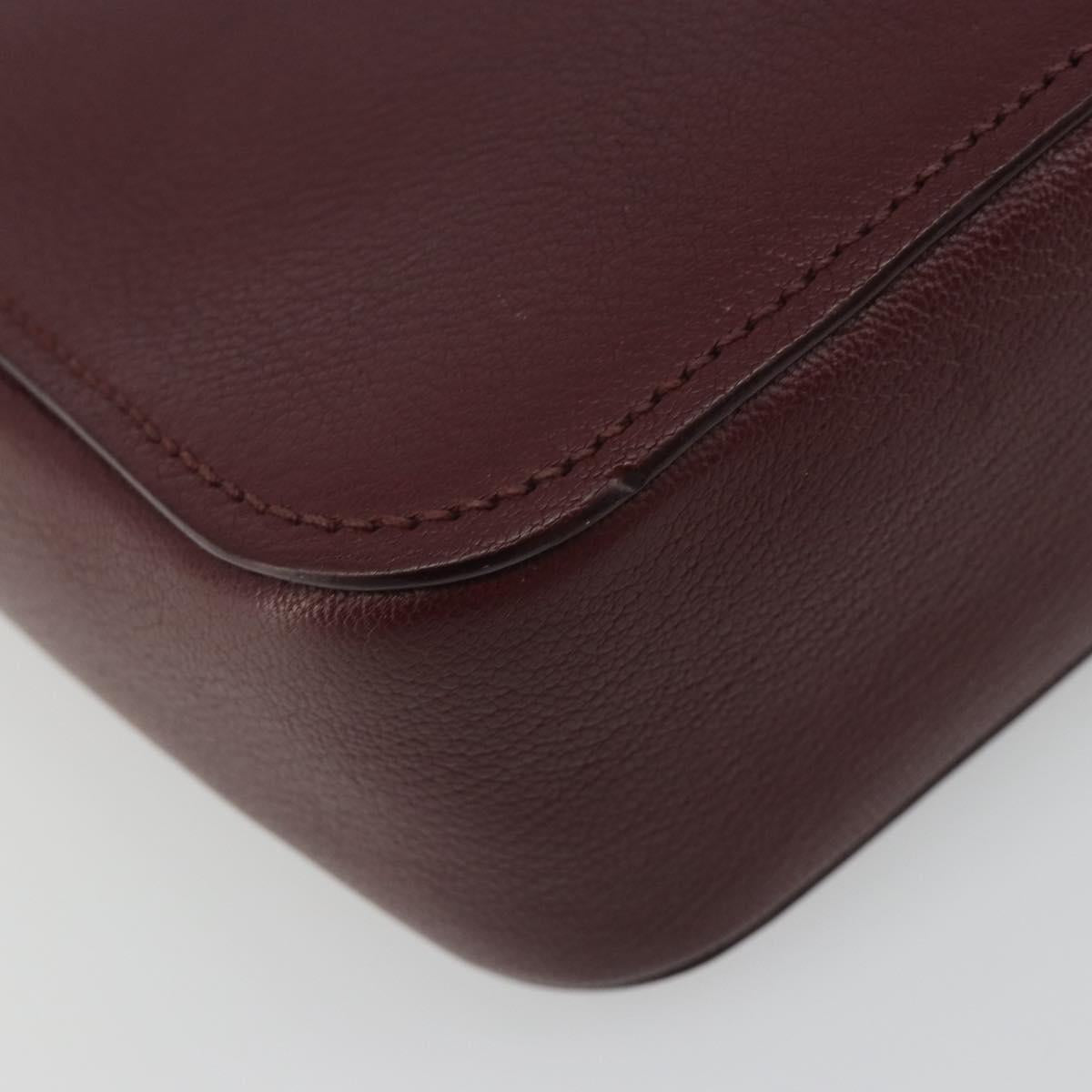 Miu Miu Shoulder Bag Leather Bordeaux Silver Auth BA13896A