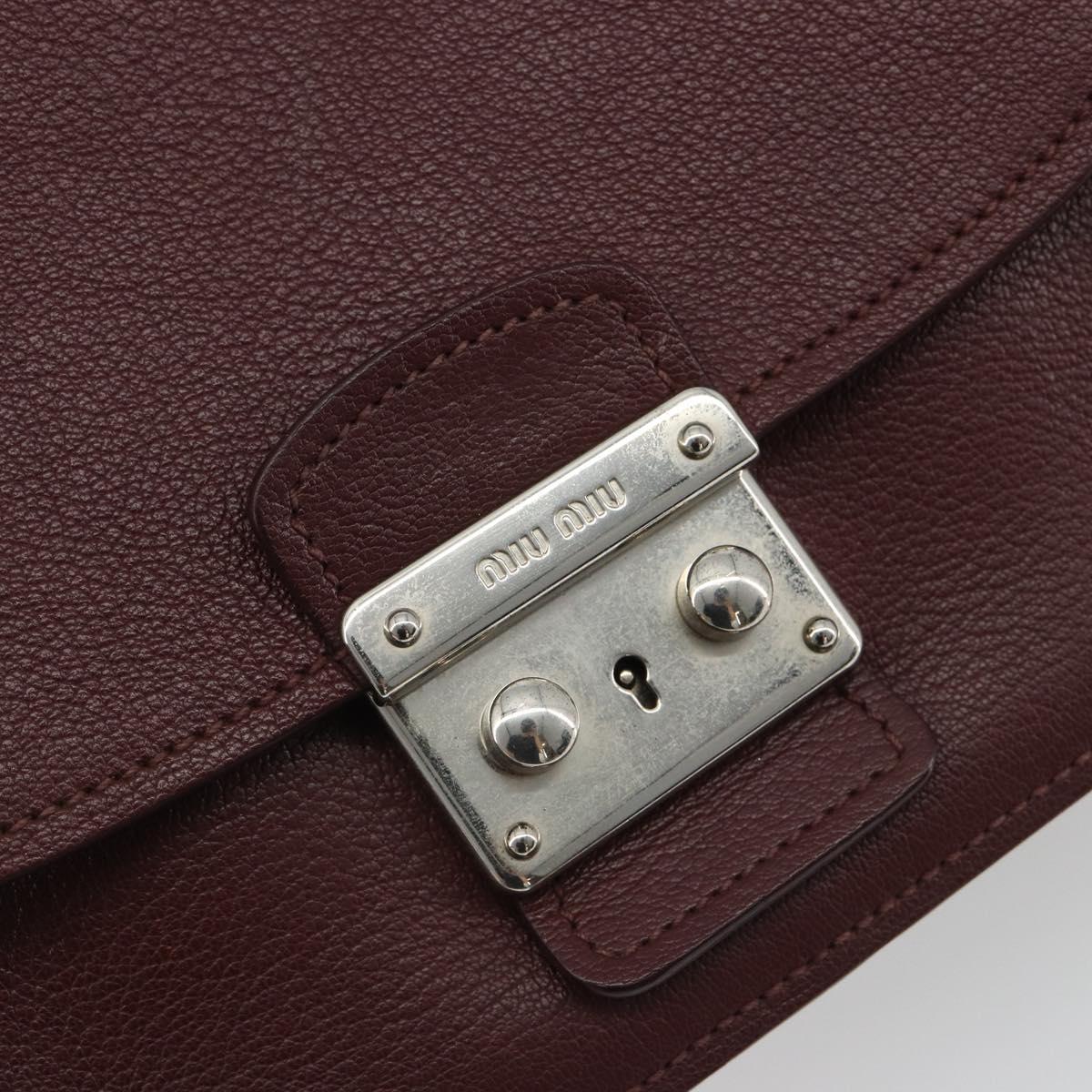 Miu Miu Shoulder Bag Leather Bordeaux Silver Auth BA13896A