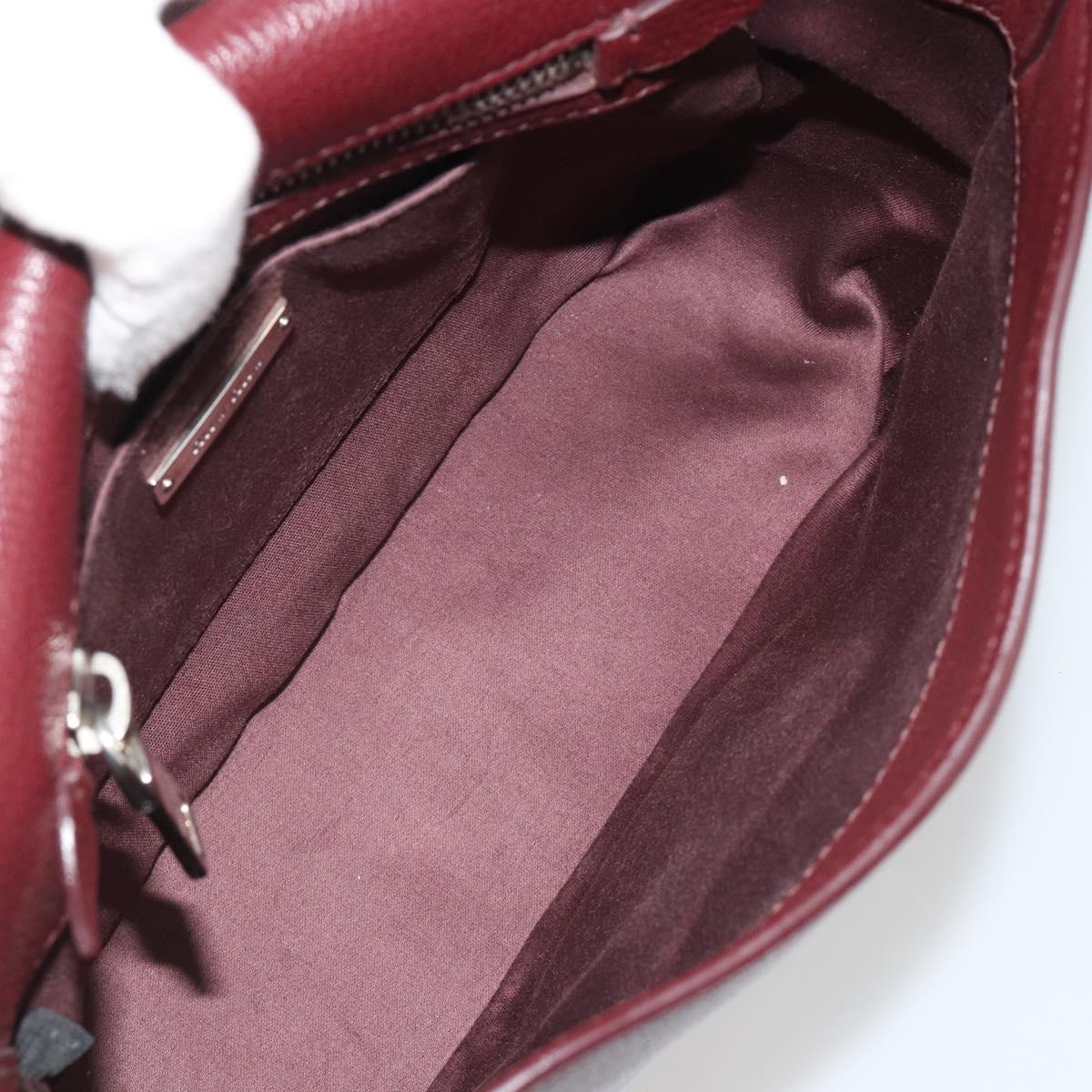 Miu Miu Shoulder Bag Leather Bordeaux Silver Auth BA13896A
