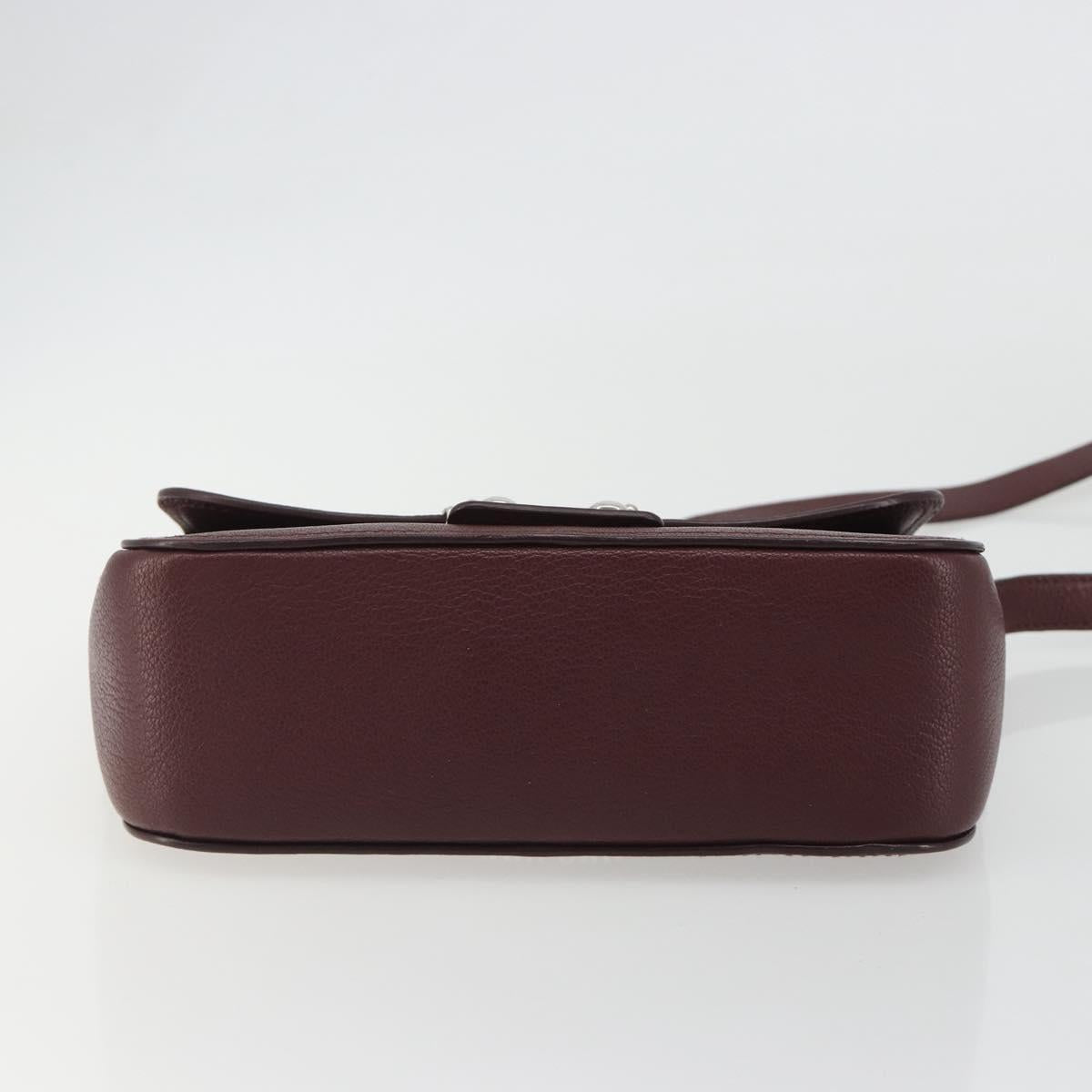 Miu Miu Shoulder Bag Leather Bordeaux Silver Auth BA13896A