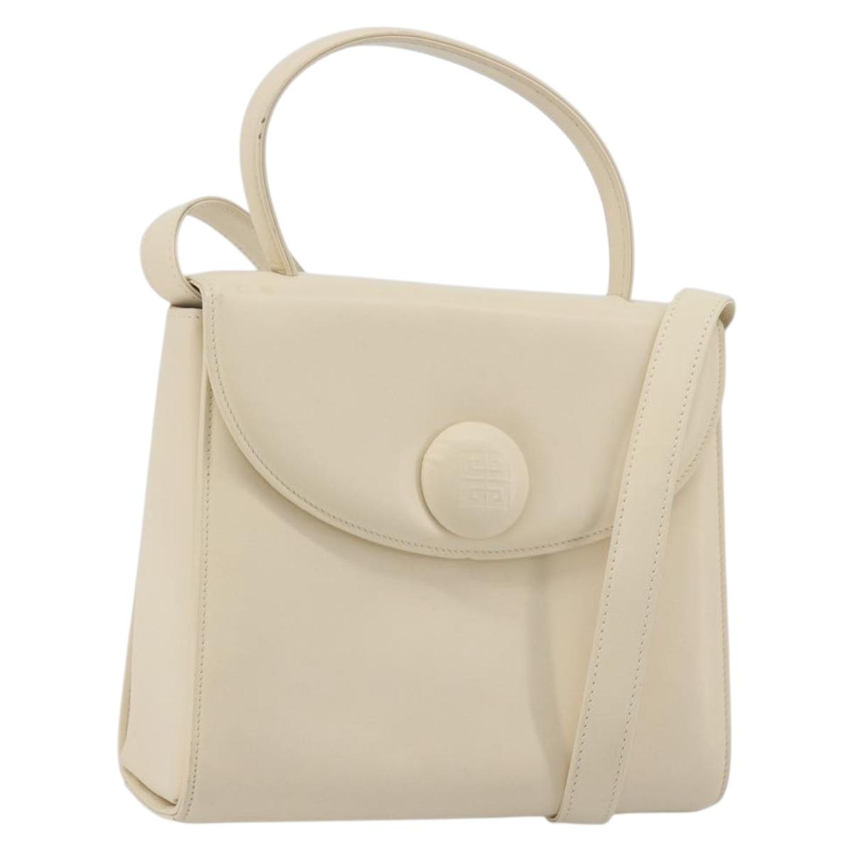 GIVENCHY Hand Bag Leather 2way Ivory Auth BA13897A